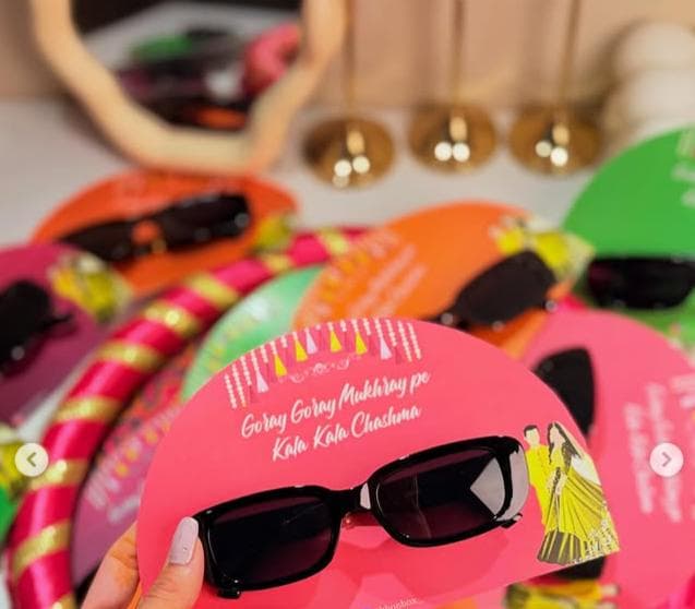kala Chashma/ Sun Shades For Mehndi /Wedding with Card - image 3
