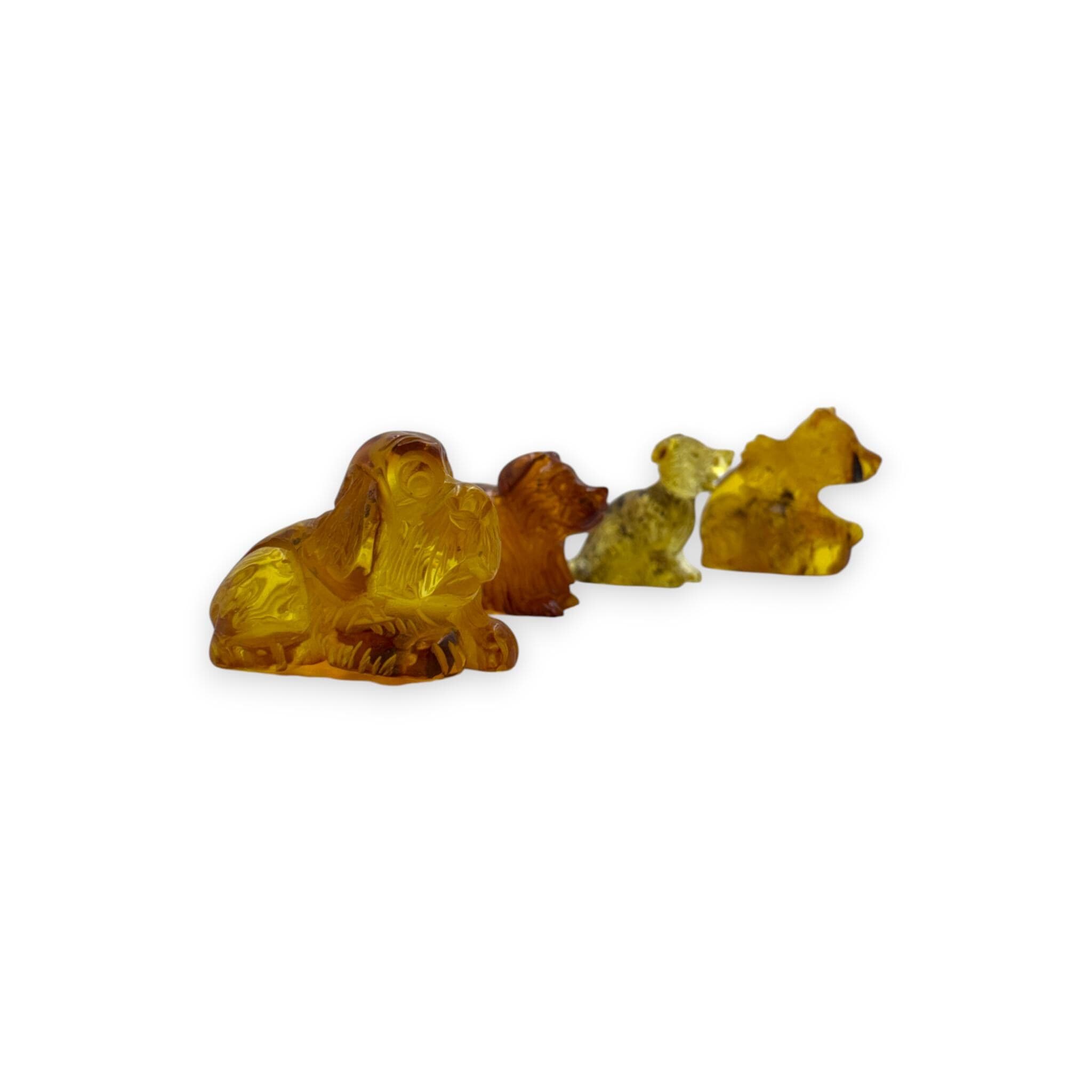 Hand Carved Amber Dog Figurine: Natural Baltic Amber Sculpture with Insect Fossils - image 2