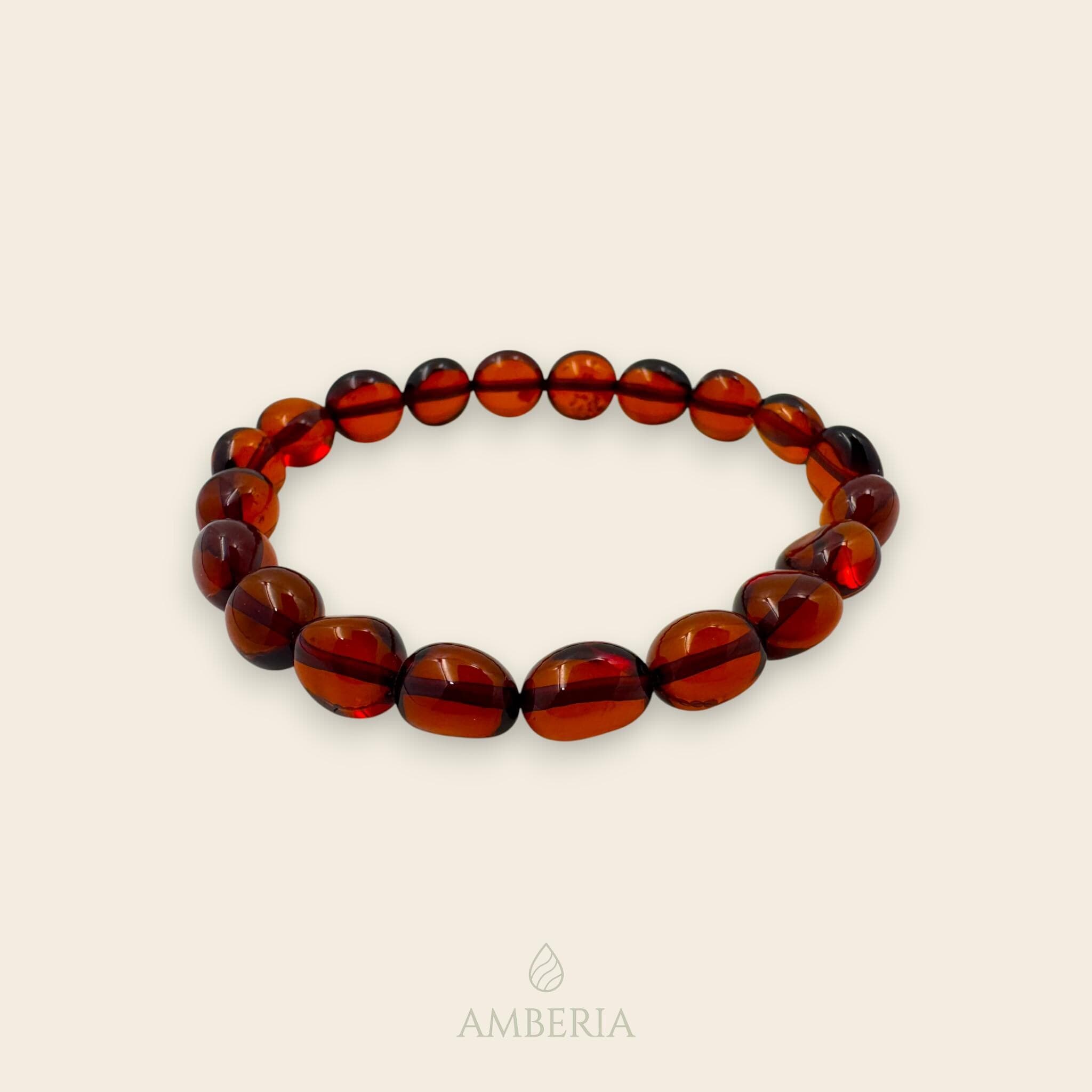 Genuine Unisex Chunky Cherry Amber Bracelet, Natural Baltic Beads, Stress Relief & Balance Jewelry, Large Cognac Polished Stones - image 4