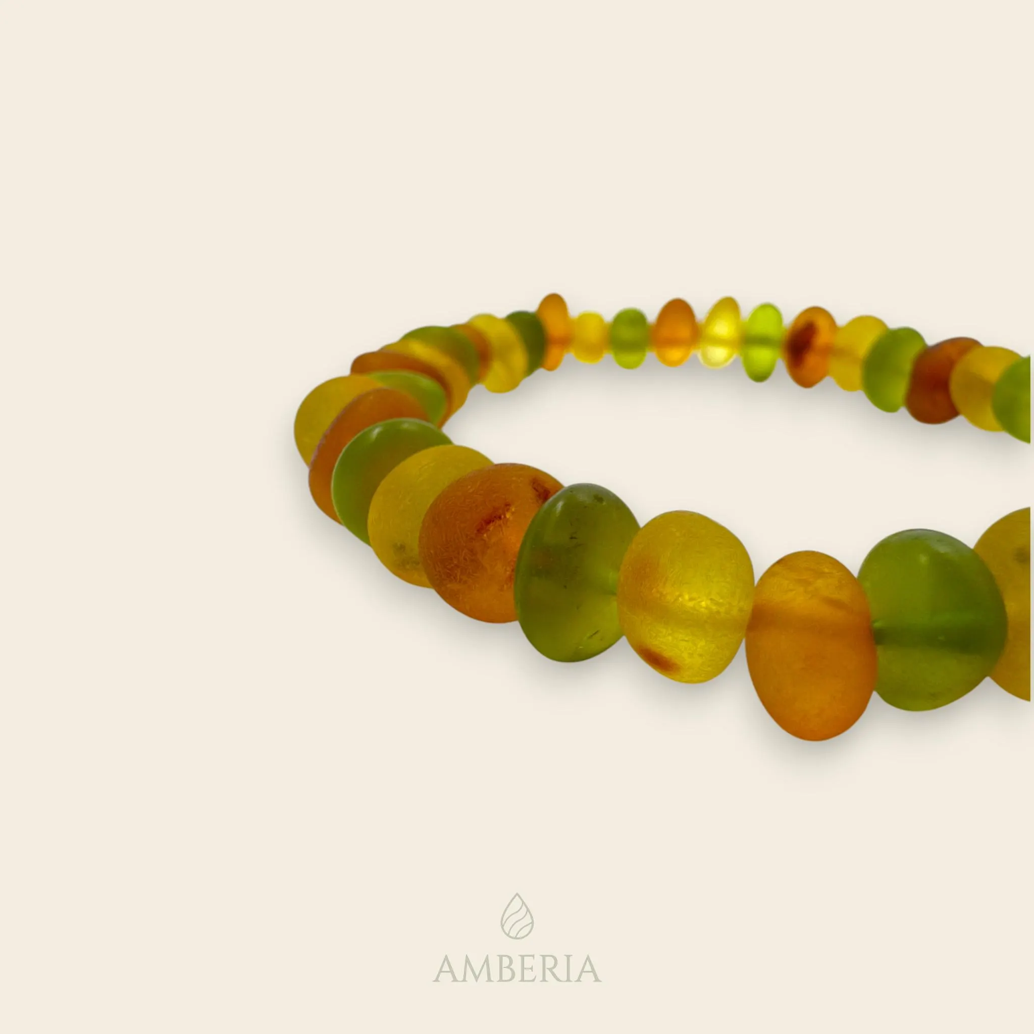 Green Amber Bracelet Matte - Prosperity Abundance Baltic Amber Natural Resin Gift