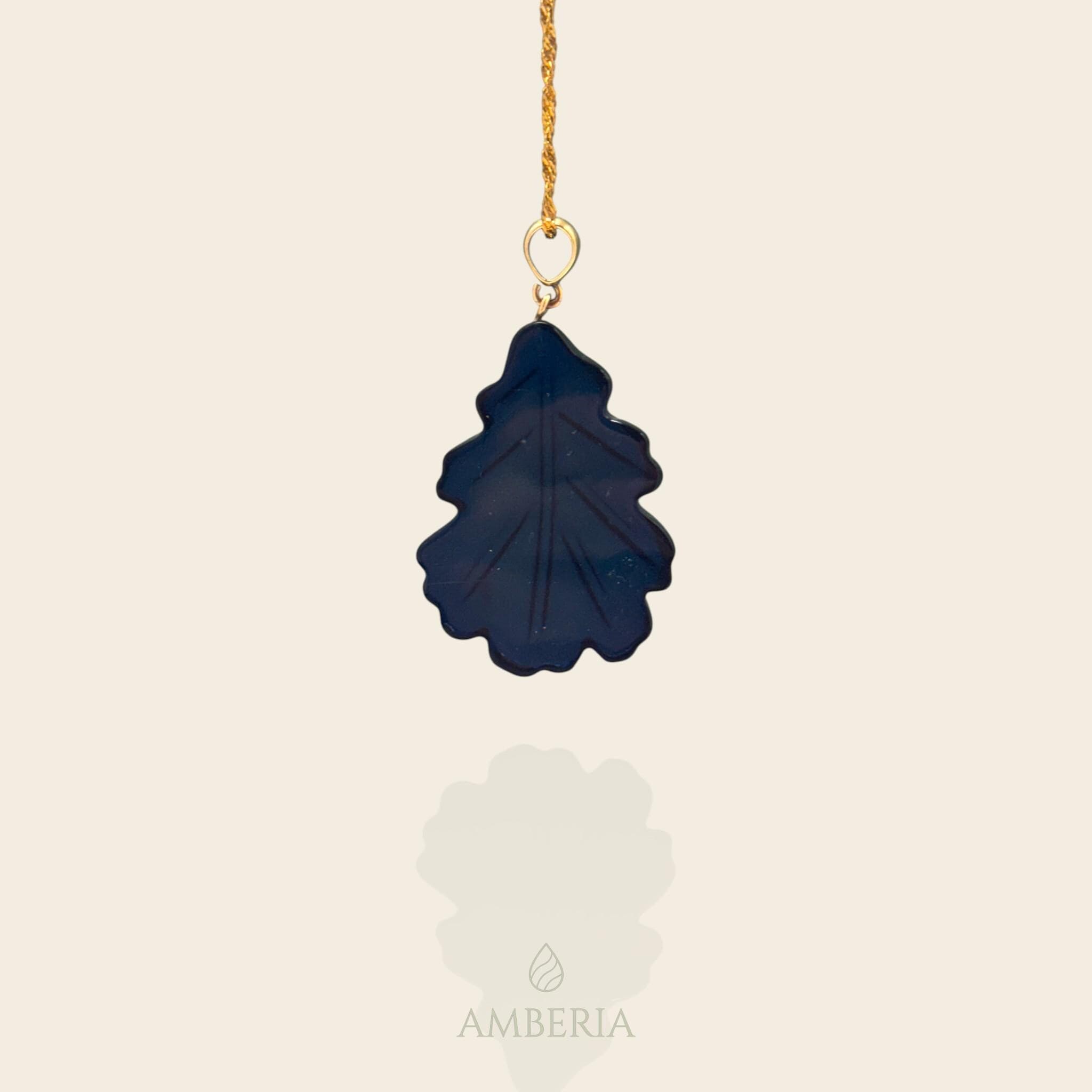 Dark Blue Baltic Amber Pendant 925 Sterling Silver, Pine Tree Carved Necklace, Navy Succinite Gemstone, Handcrafted Forest Inspired Jewelry