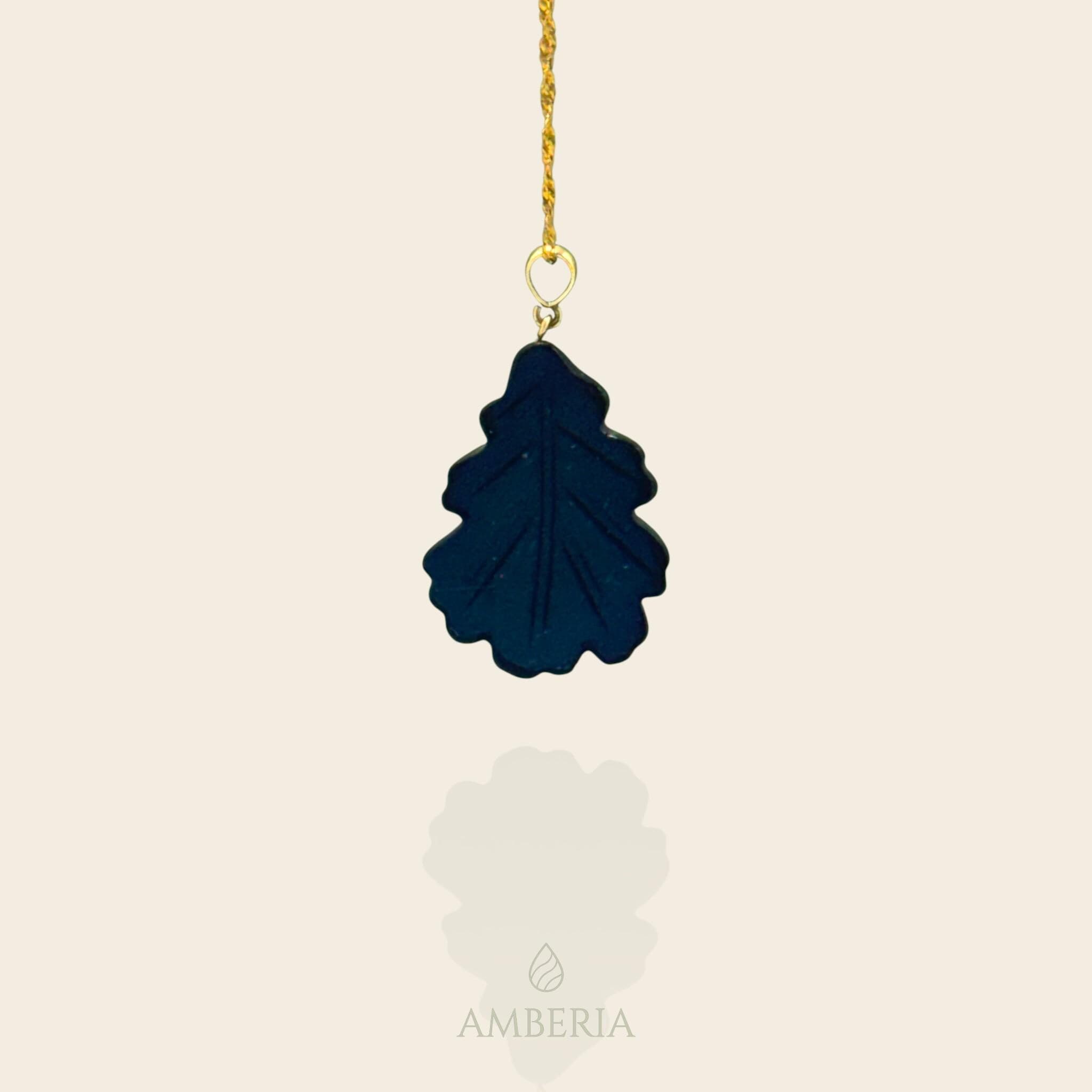Dark Blue Baltic Amber Pendant 925 Sterling Silver, Pine Tree Carved Necklace, Navy Succinite Gemstone, Handcrafted Forest Inspired Jewelry