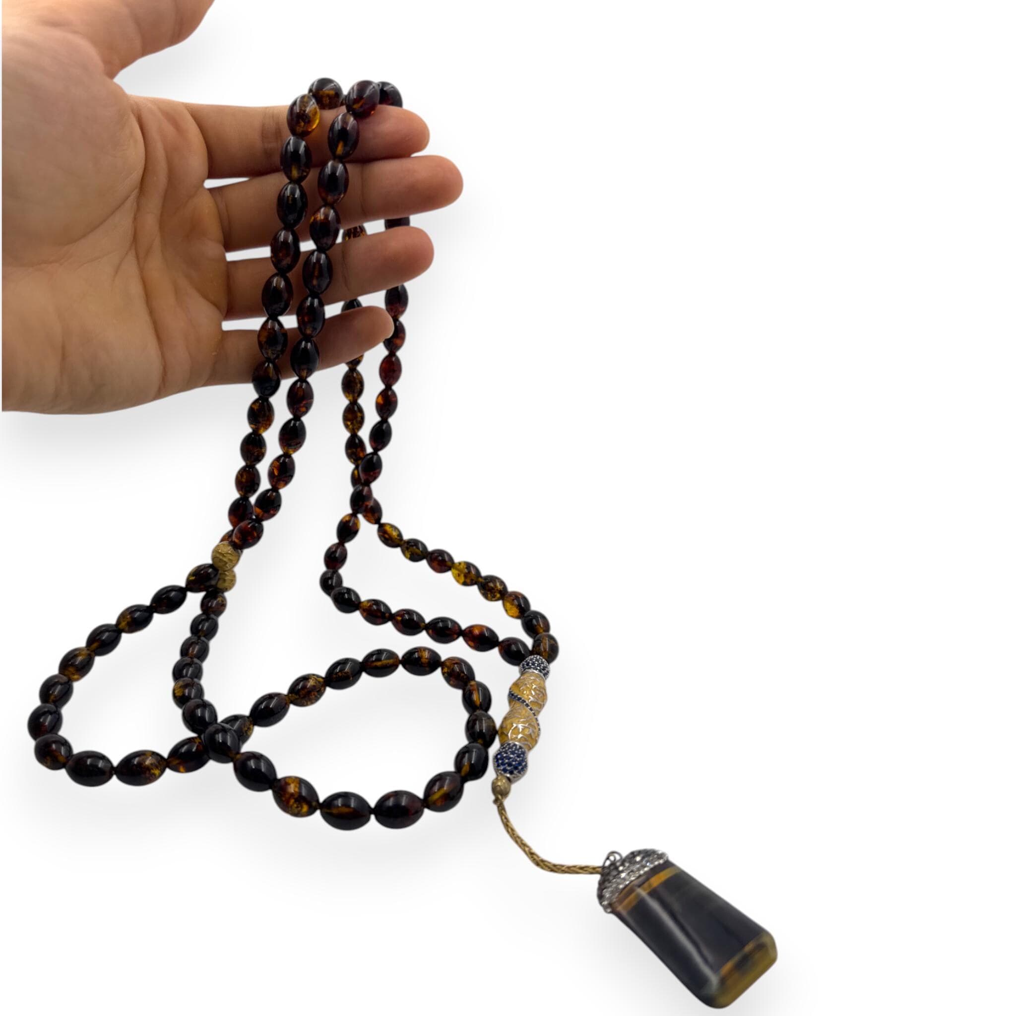 Special Design - Natural Amber 99 Beads Misbaha | Handcrafted Islamic Prayer Beads with Tassel, Baltic Amber, Fossil Beads, Unique Tasbih - image 3