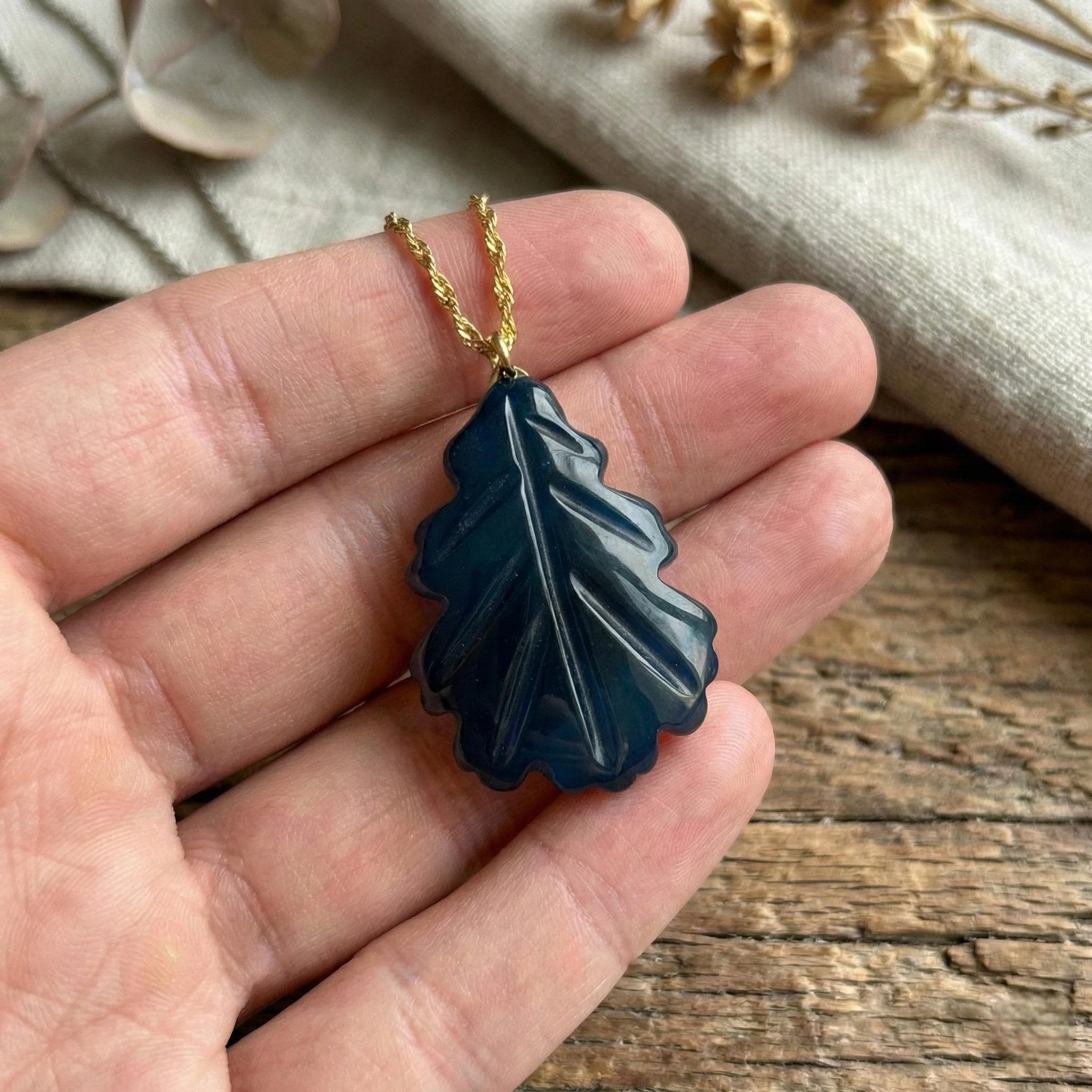 Dark Blue Baltic Amber Pendant 925 Sterling Silver, Pine Tree Carved Necklace, Navy Succinite Gemstone, Handcrafted Forest Inspired Jewelry