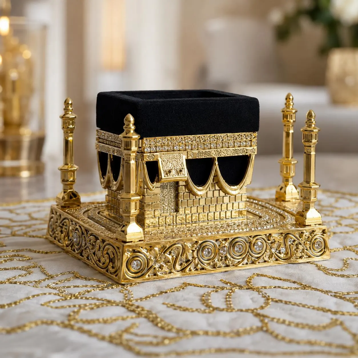 Kaaba Replica: Masjid Al Haram Figurine, Islamic Table Home Decoration