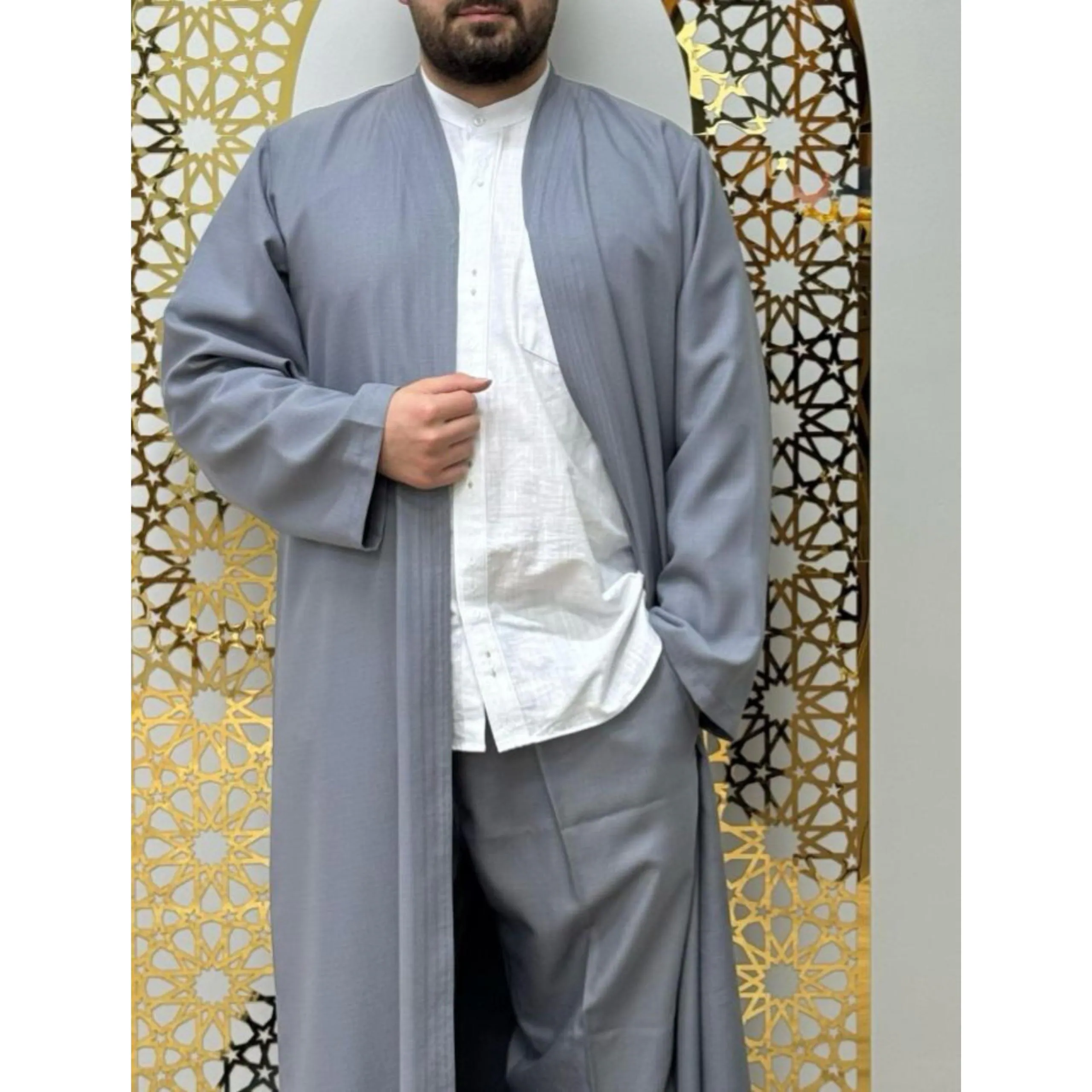 Jubbah and Shalwar Set, Islamic Men’s Clothing, Muslim Man Robes and Pants, Islamic Prayer Jubba and Salwar Outfit