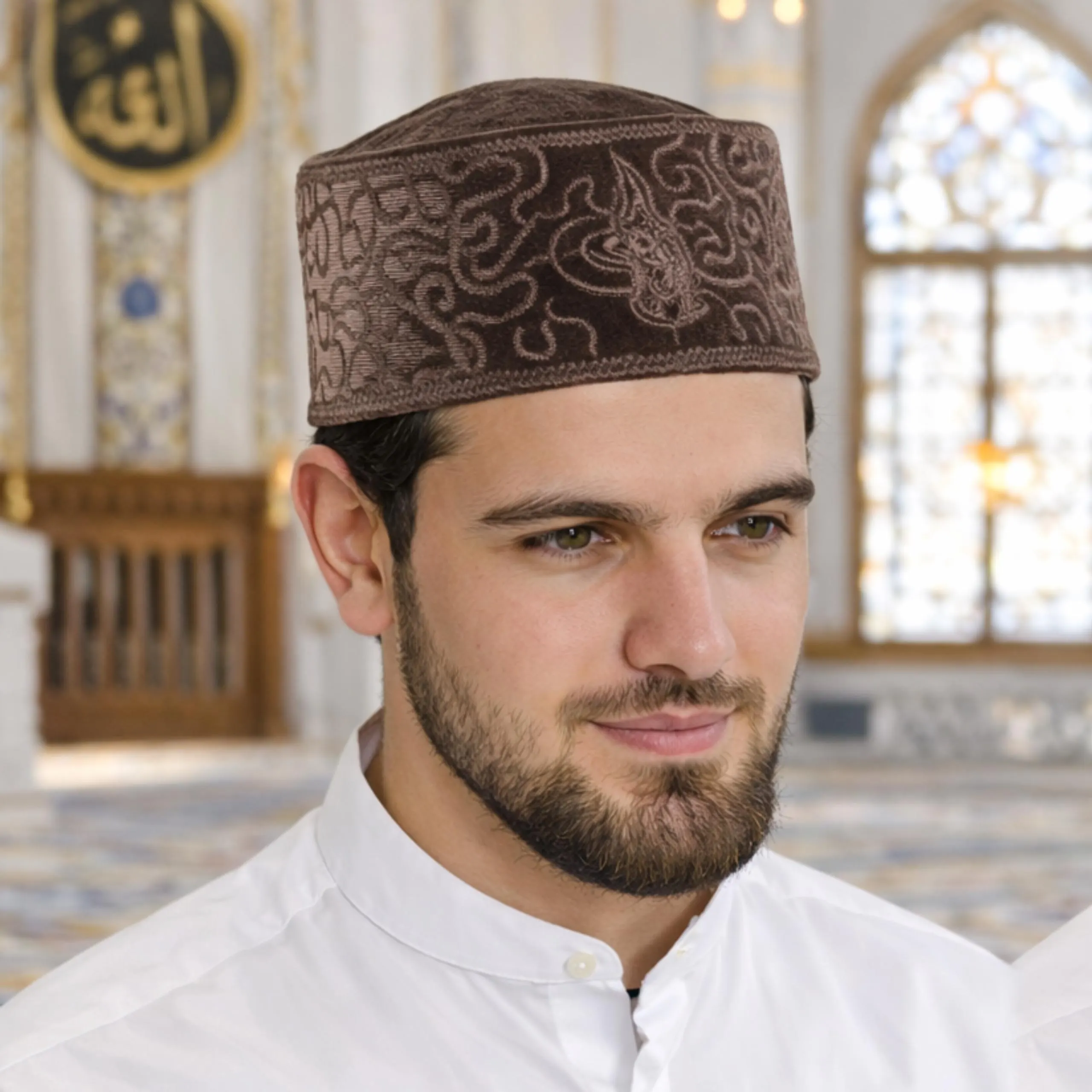 Rifai Style Man Prayer Cap: Muslim Takke, Islamic Kufi Cap, Men Prayer Hat