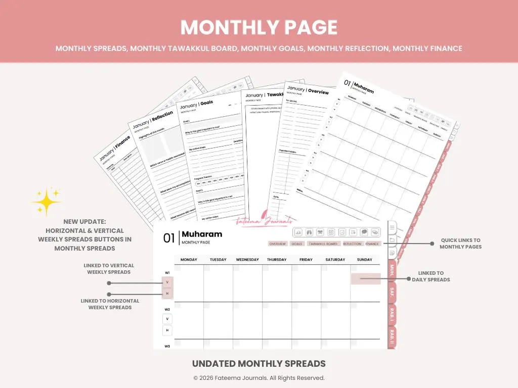 Hijri Digital Muslim Productivity Planner (Semi Undated) | For GoodNotes, Notability, Kilonotes | Muslim Journal | Islamic Planner - image 3