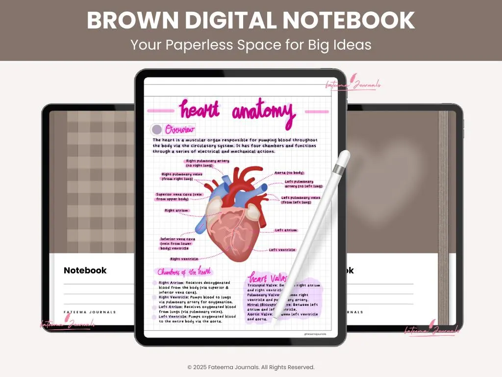 Brown Digital Notebook | Paper Templates | Digital Notebook for Goodnotes, Kilonotes, Notability | Study Notes | Made by Fateema Journals - image 5