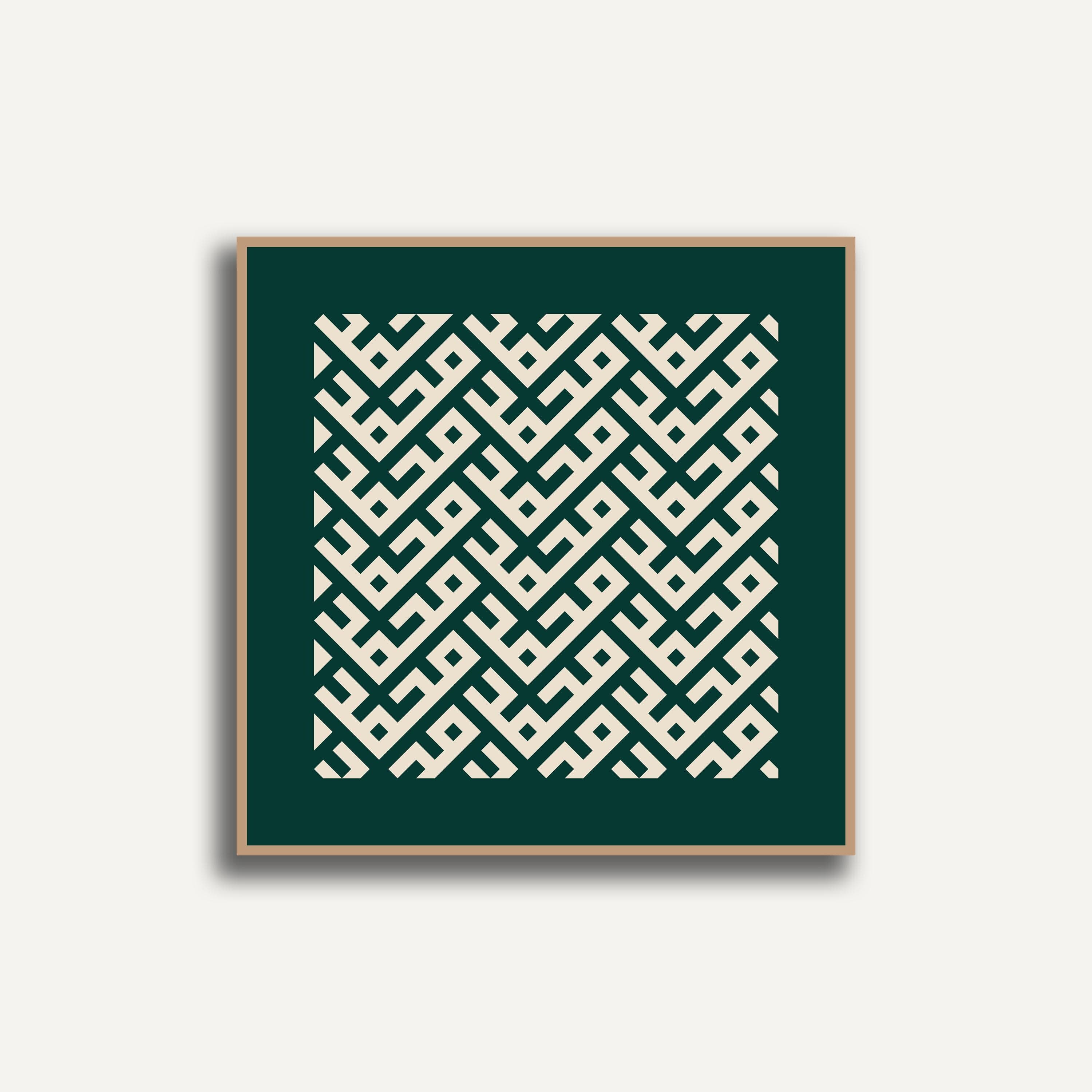 Muhammad Square Kufic Wall Art, Islamic Modern Wall Art, Arabic Calligraphy Poster, Emerald Green Muslim Home Decor, Digital Download