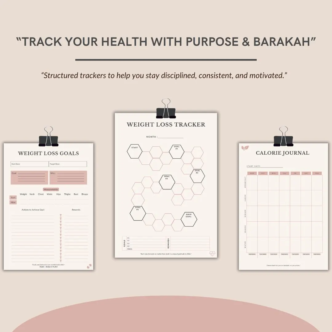 Muslimah Fitness Planner, Islamic Workout Tracker, Wellness Planner, Meal Planner, Habit and Health Tracker PDF - image 3