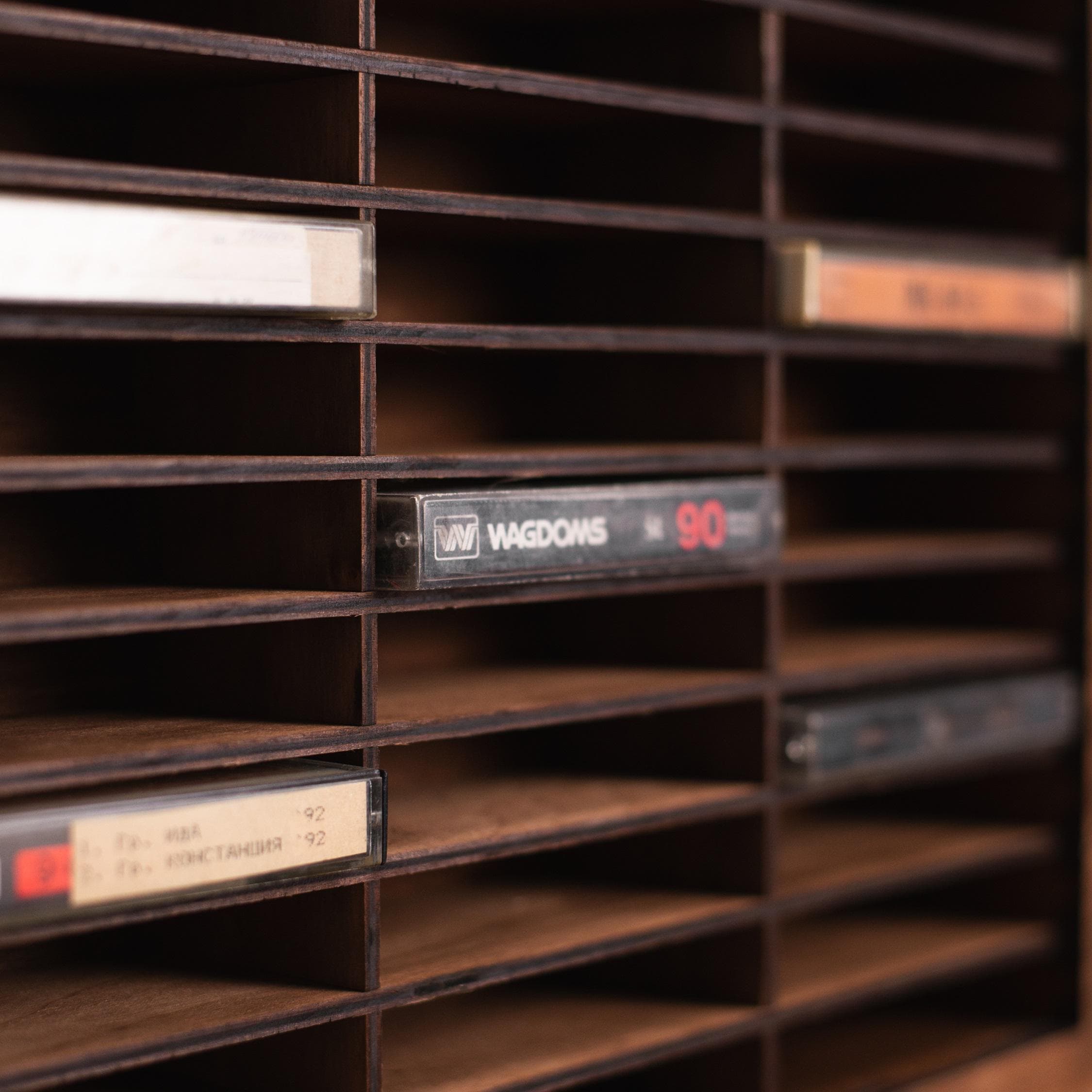 Cassette tape rack wall mount, Wooden cassette tape holder, Cassette tape desk organizer, Cassette tape storage display,Retro cassette stand - image 4