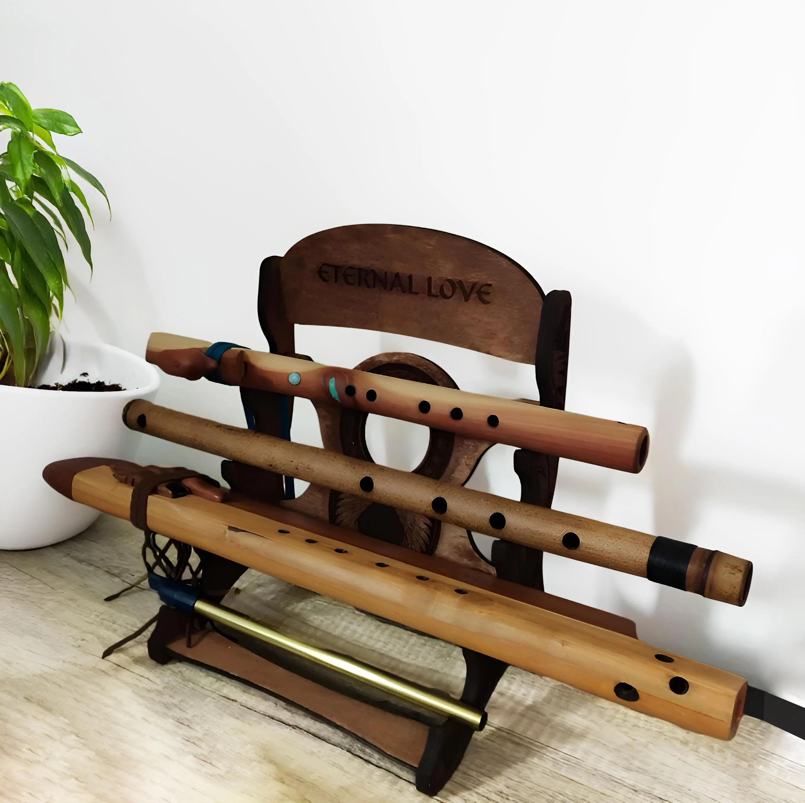 Wooden flute stand, Flute display stand, Native flute holder, Flute organizer, Whistle flute rack, Flute player gift, Flute lover gift
