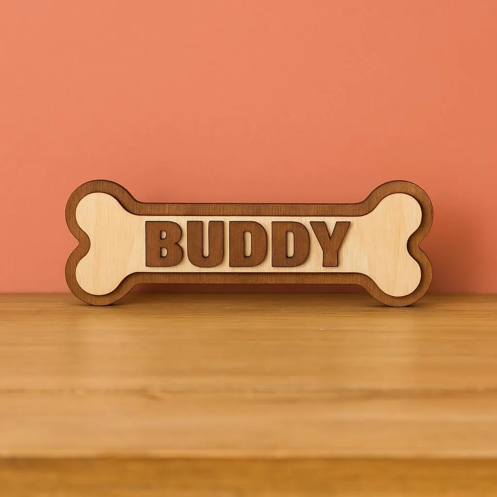 Dog bone name sign, Dog name sign for wall, Dog kennel sign, Dog name plaque, Puppy name sign, Pet name sign, Custom dog name sign