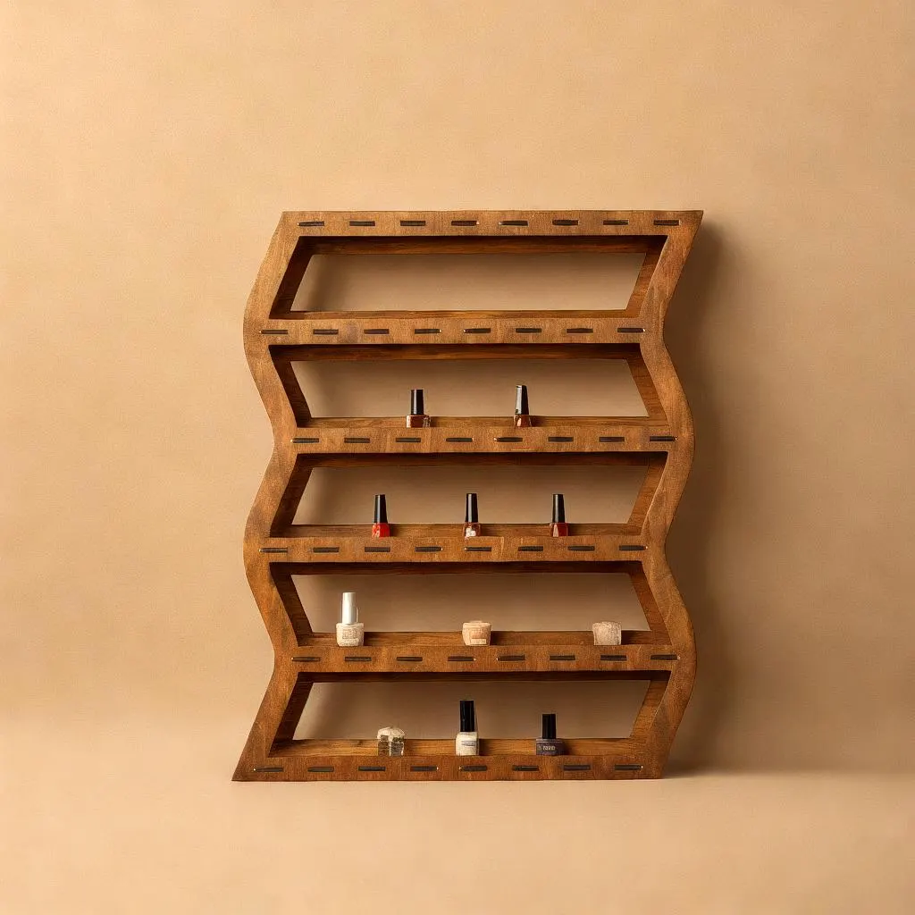 Nail polish rack wall mounted, Wooden nail polish shelf, Nail polish display, Nail polish holder wood, Nail polish organizer for wall