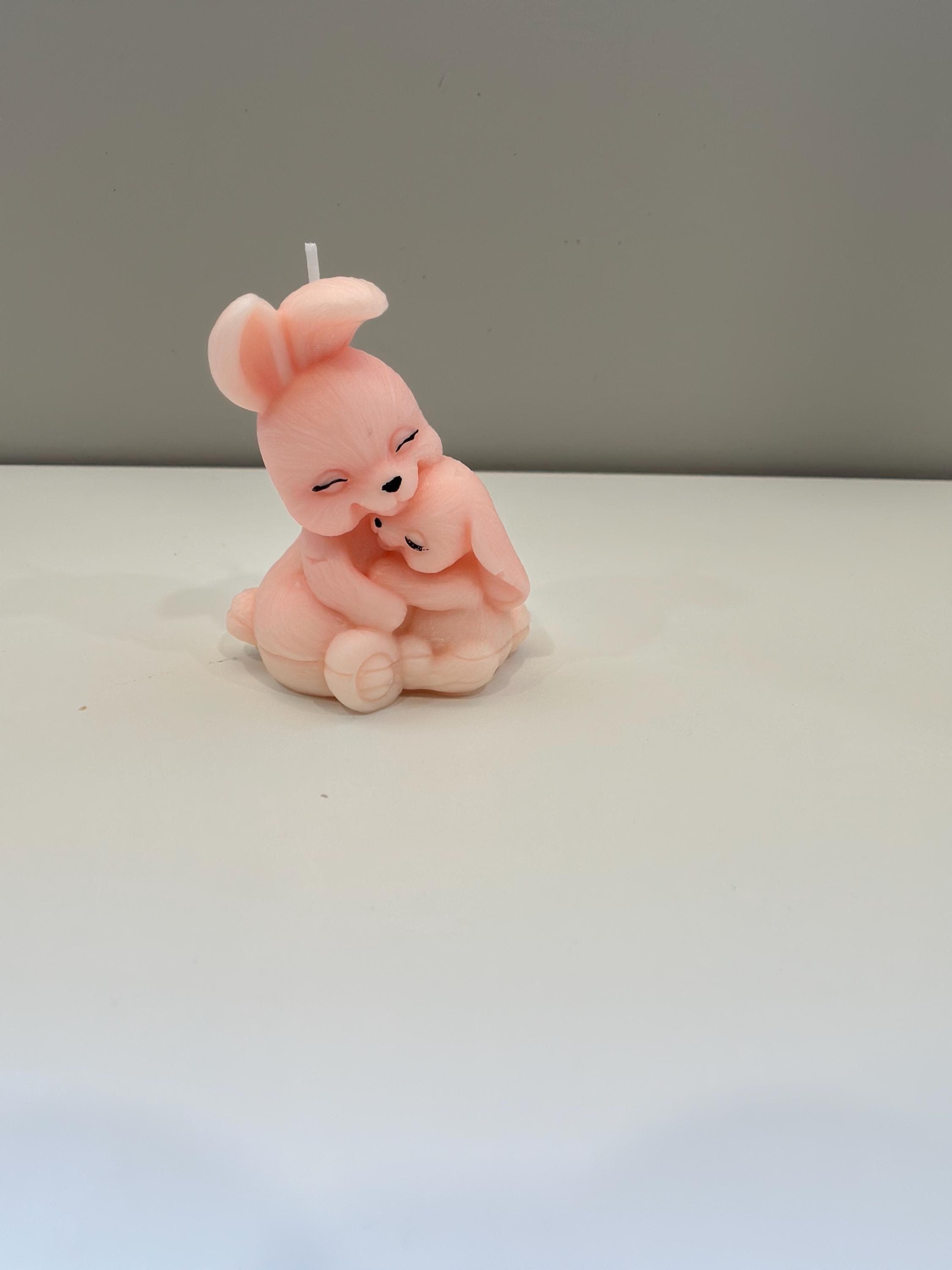 Cute Bunny Candle – Easter Gift – Handmade Pink Soy Wax Bunny – Nursery Decor - image 4