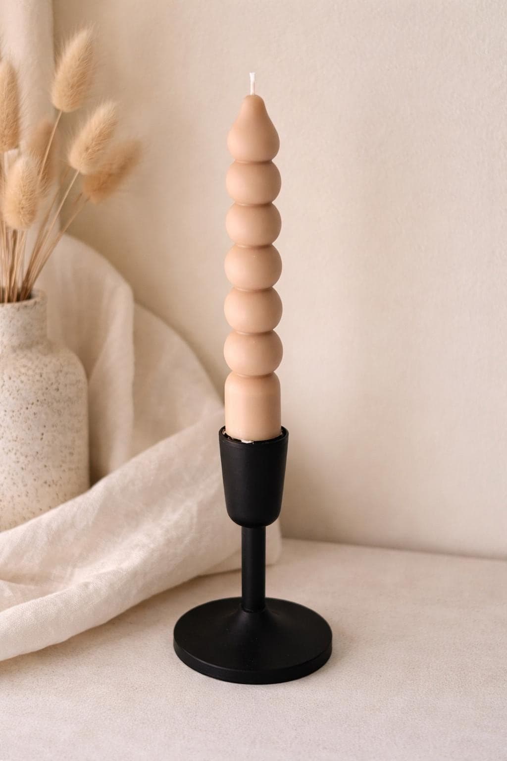 Bubble Taper Candle – Minimalist Beige Candle, Modern Home Decor, Handmade Soy Candle