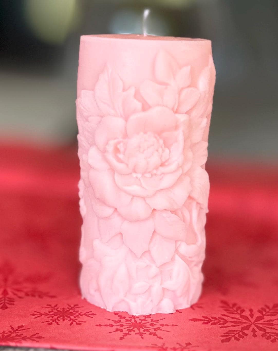 Peony Candle, Floral Pillar Candle, Handmade Soy Candle, Decorative Flower Candle, Blush Pink Gift for Her - image 4