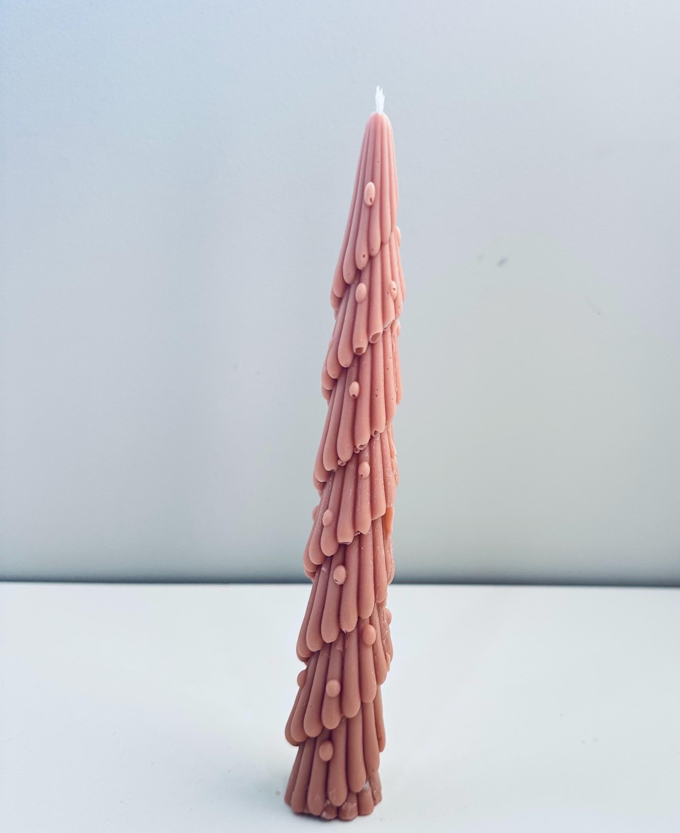 Holiday Taper Candle | Christmas Tree Design | Handmade Soy Wax | Festive Gift Idea