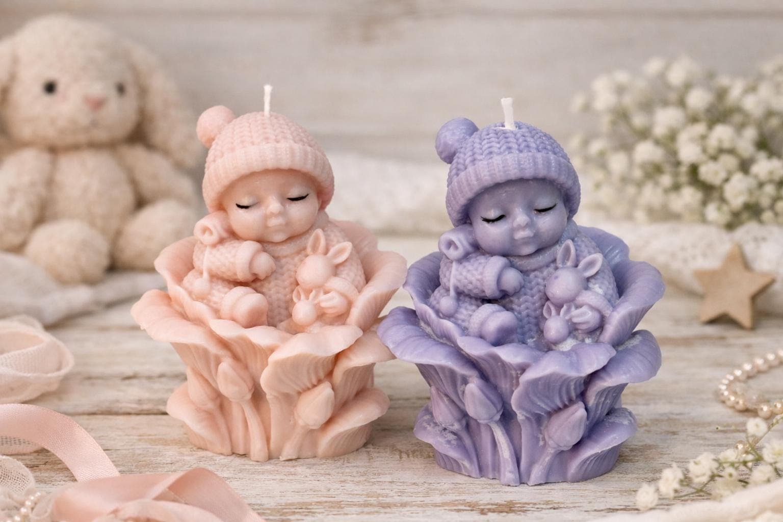 Nursery Bunny Candle | Handmade Soy Wax | Baby Shower Gift | Cute Newborn Decor - image 4
