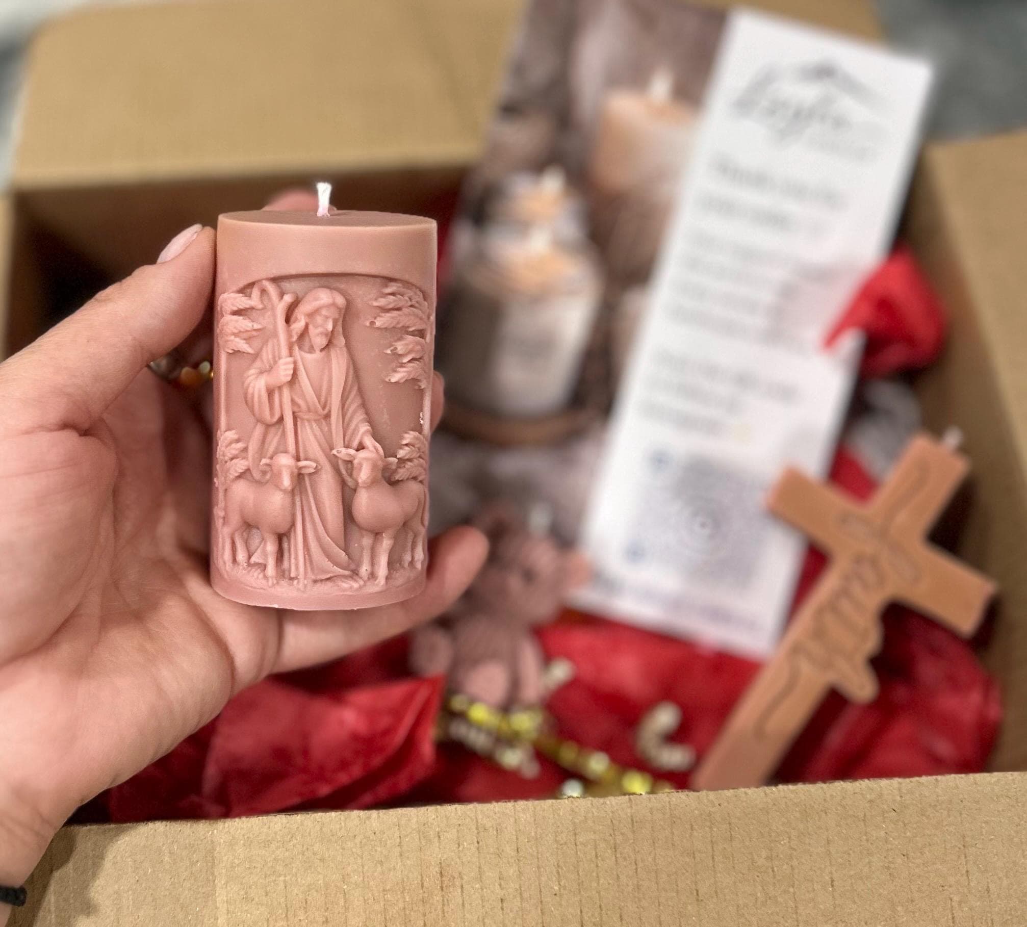 Faith Candle Set | Holy Family Candle | Cross Candle | Christian Gift Box | Religious Decor - image 5