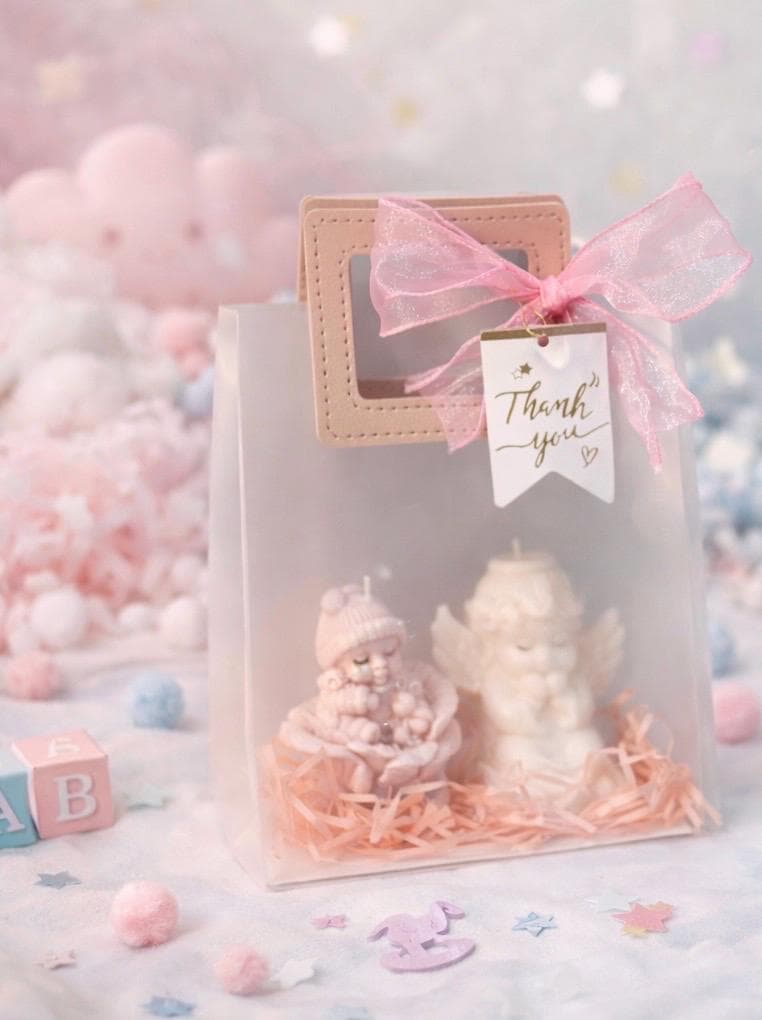 Newborn Candle Gift Set | Angel & Baby Candles | Baby Shower Favor | Baptism Gift | Handmade Soy