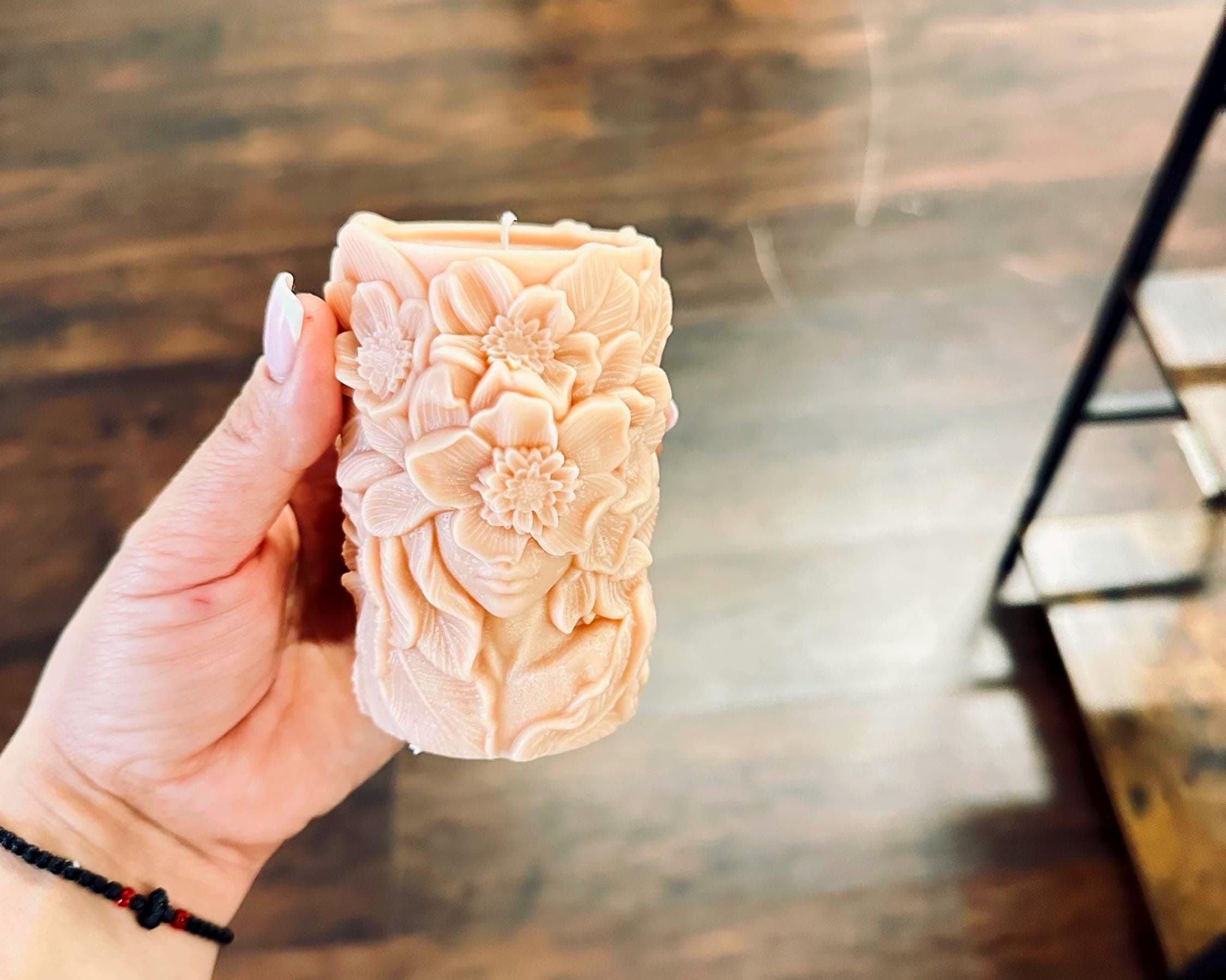 Floral Woman Candle | Luxury Body Candle | Handmade Soy Wax | Aesthetic Decor | Gift for Her - image 3