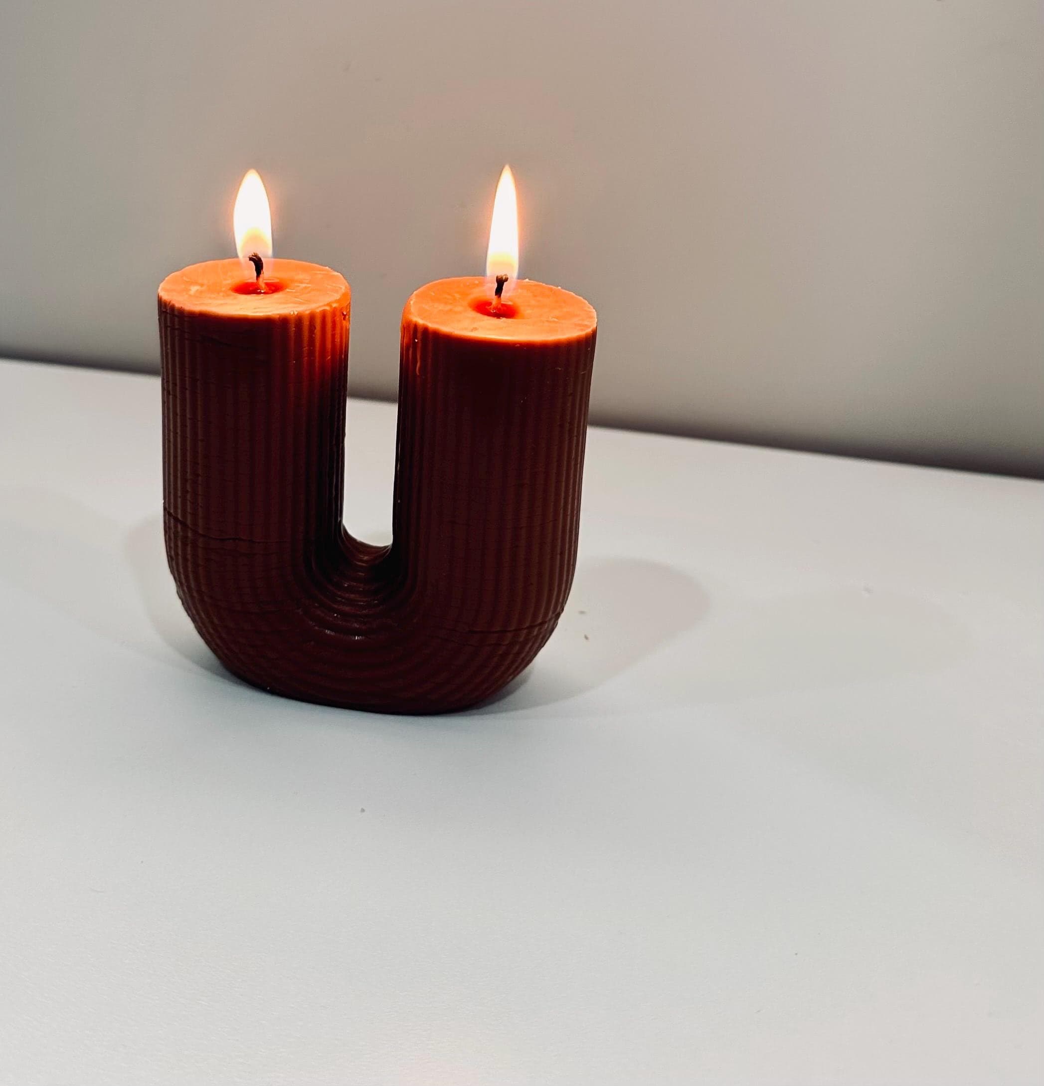 U Shape Scented Soy Candle | Double Wick Sculptural Candle | Handmade Modern Candle | Minimalist Home Decor