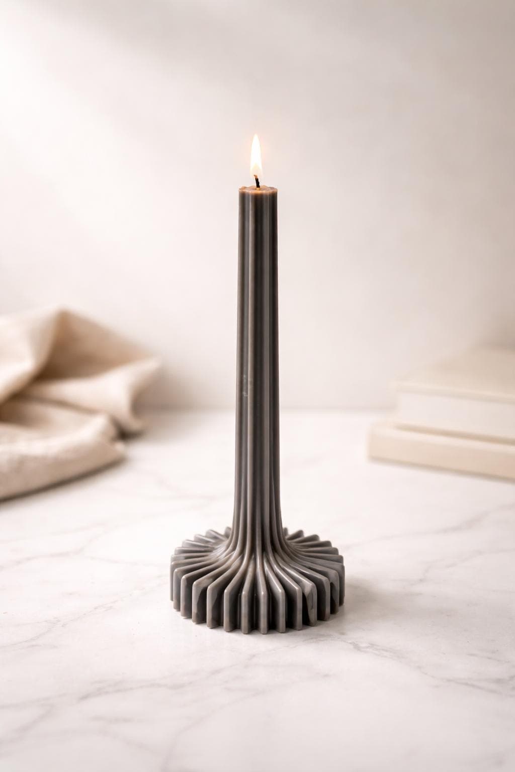 Taper Candle with Ribbed Base | Handmade Soy Wax | Minimalist Home Decor | Sculptural Candle - image 3