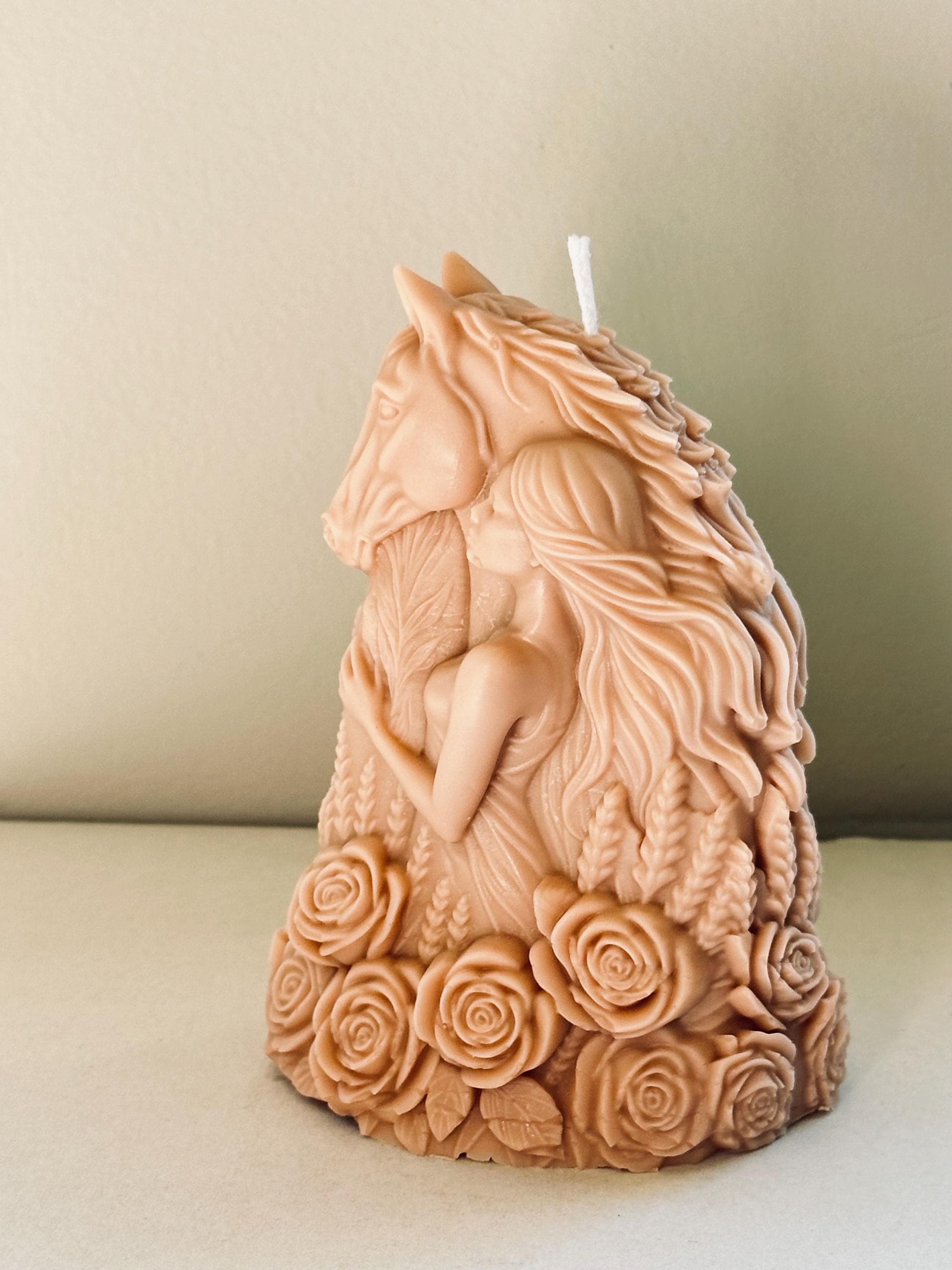 Horse Candle Horse & Woman Sculpture Candle | Romantic Floral Soy Wax Candle | Luxury Handmade Decor Gift - image 4