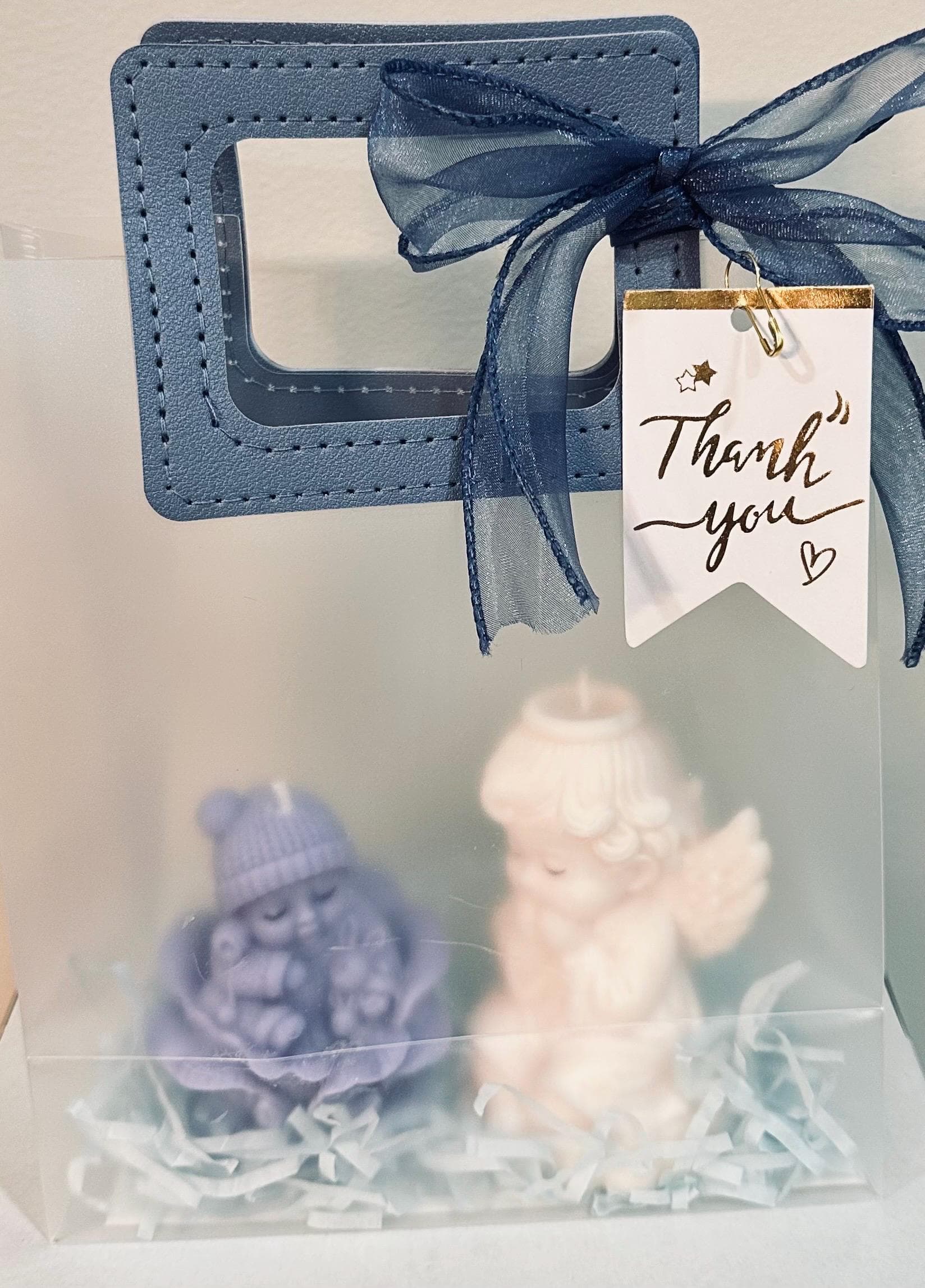 Baby Shower Angel Candle Gift Set – Pink or Blue Baby Shower Favor, Handmade Angel Candles - image 3