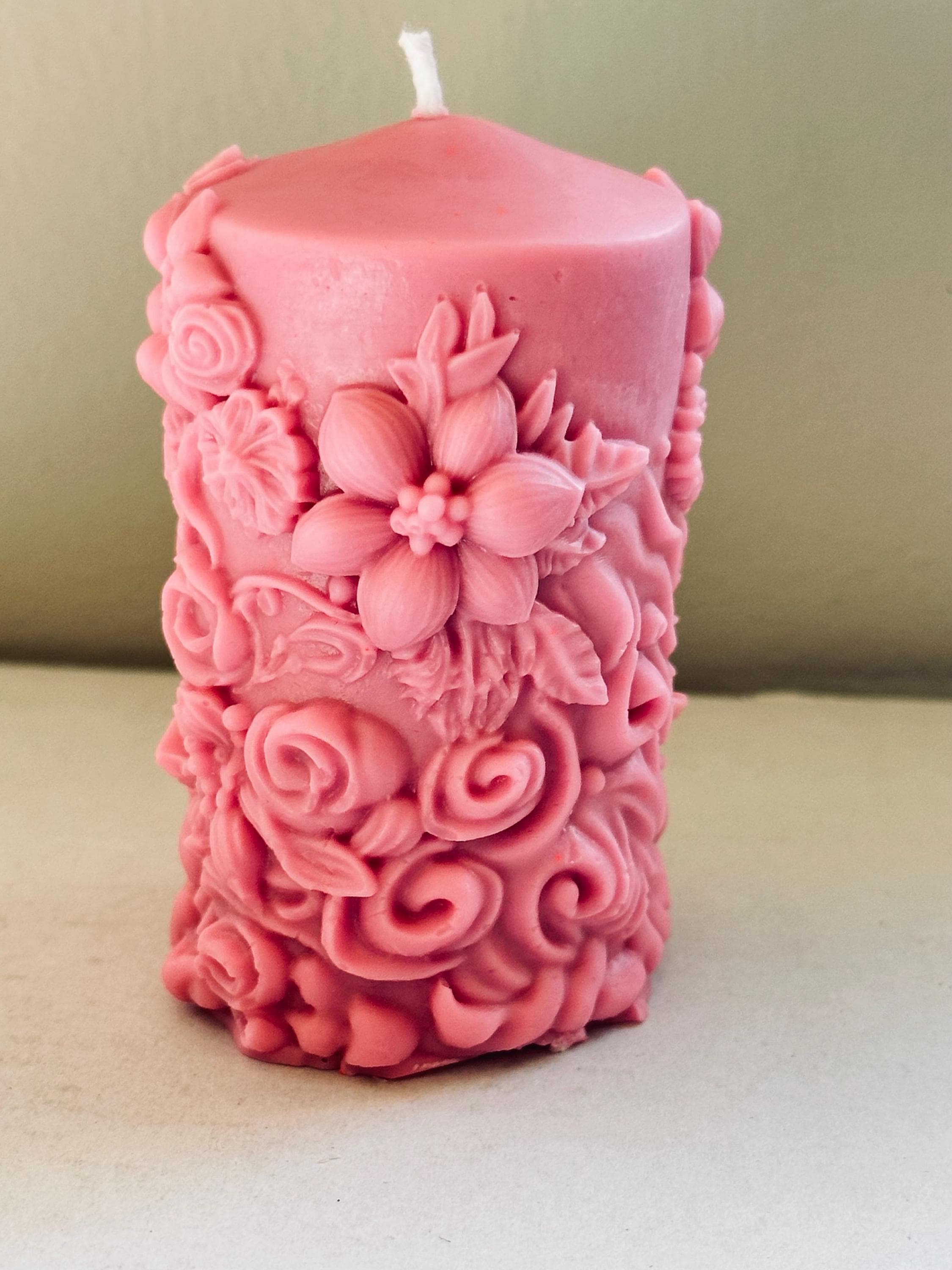 Floral Peony Pillar Candle – Handmade Luxury Decor - image 4
