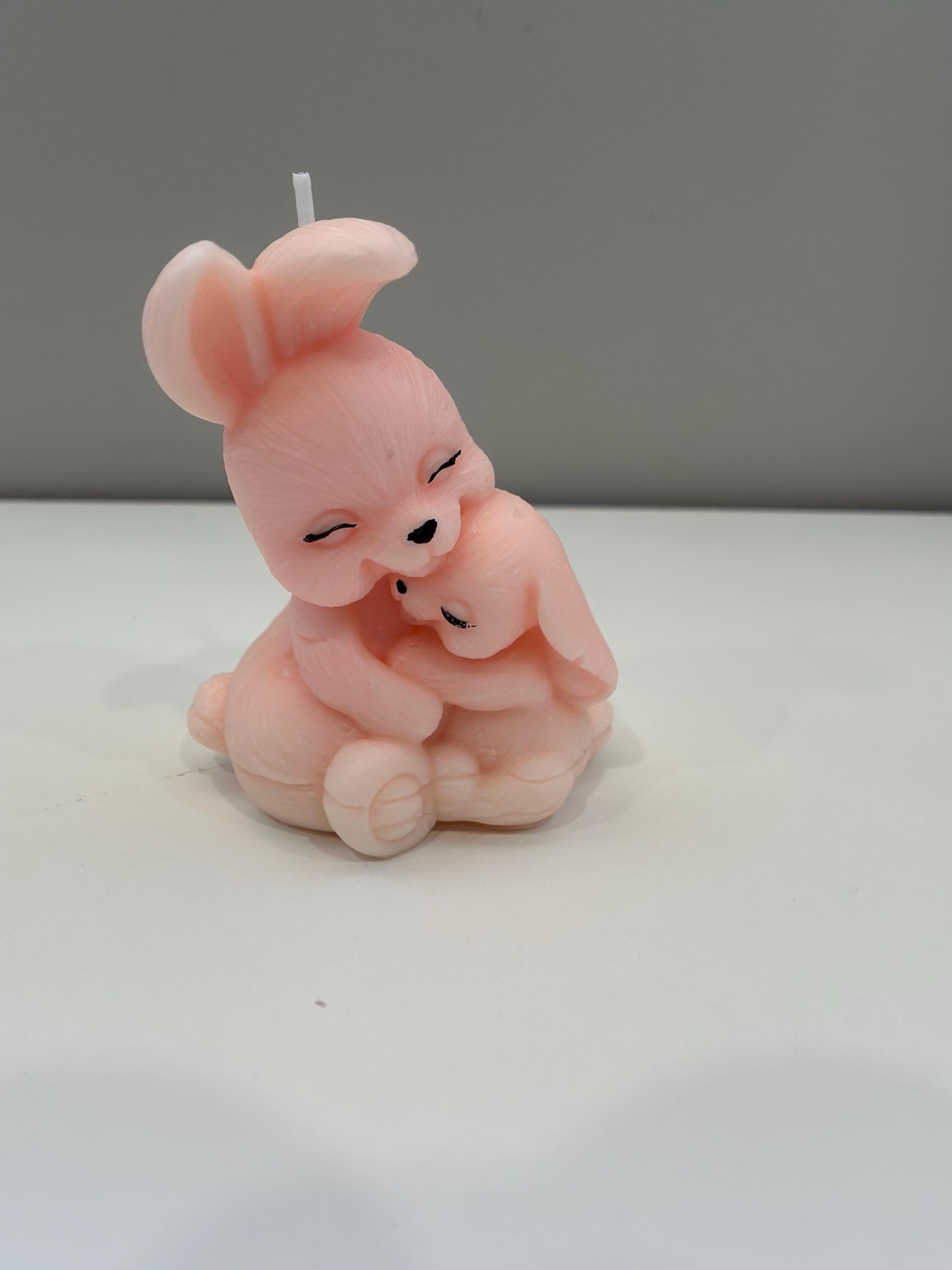 Cute Bunny Candle – Easter Gift – Handmade Pink Soy Wax Bunny – Nursery Decor - image 3