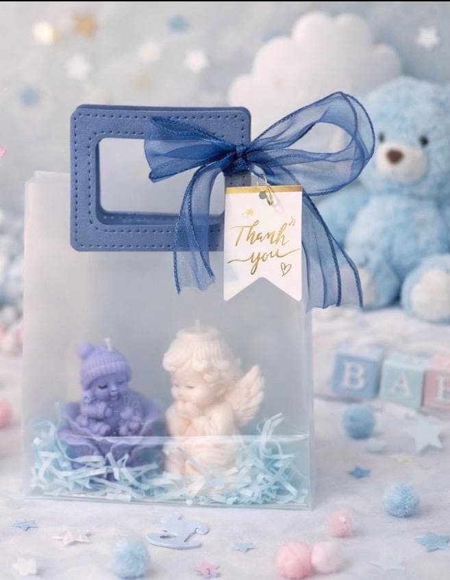 Baby Shower Angel Candle Gift Set – Pink or Blue Baby Shower Favor, Handmade Angel Candles