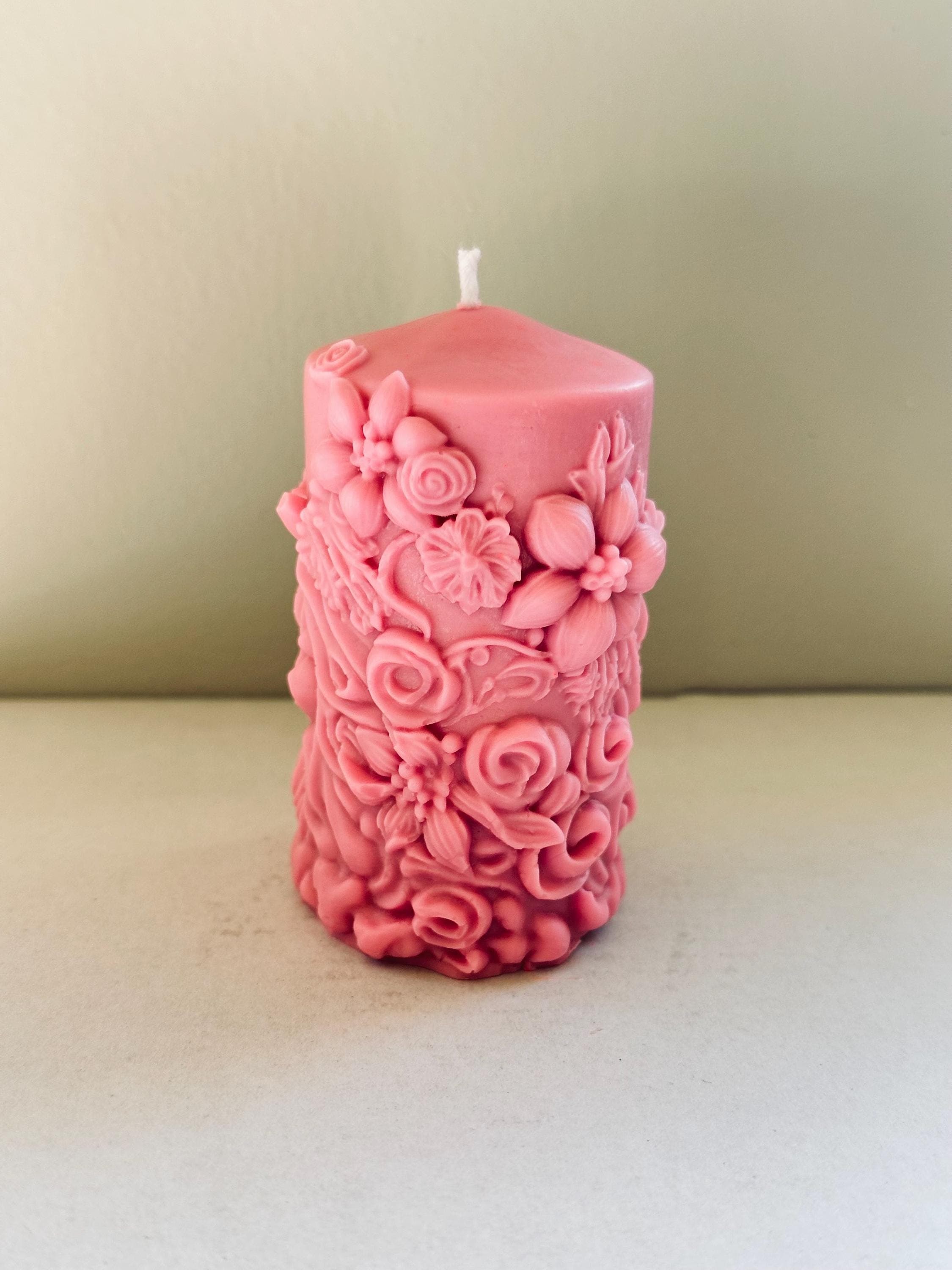 Floral Peony Pillar Candle – Handmade Luxury Decor - image 5