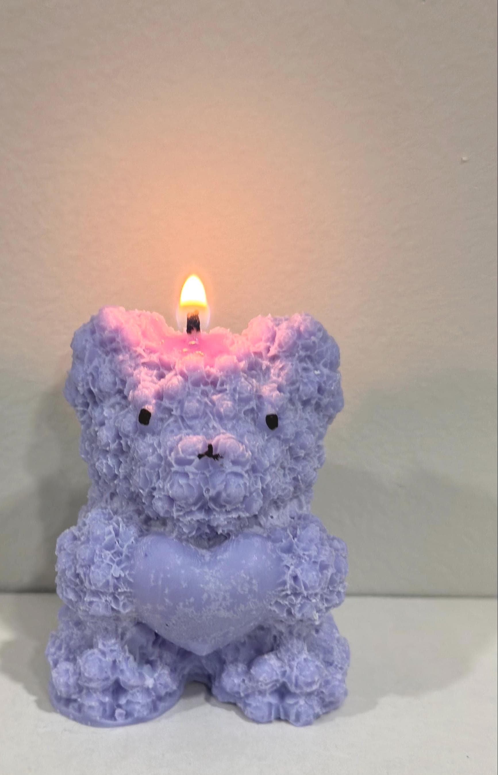 Bear Candle with Heart – Soy Wax Gift, Cute Teddy Candle, Birthday Gift, Baby Shower Decor - image 3
