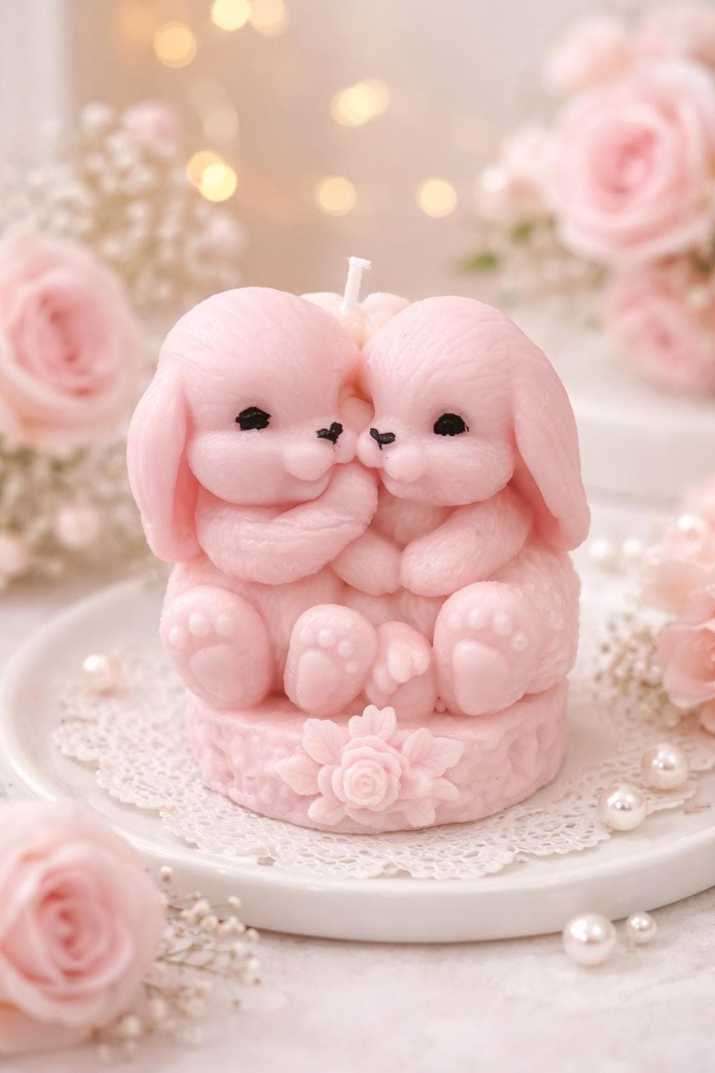 Bunny Candle Couple | Easter Gift for Her | Romantic Decor | Baby Shower Gift | Kawaii Candle - image 3