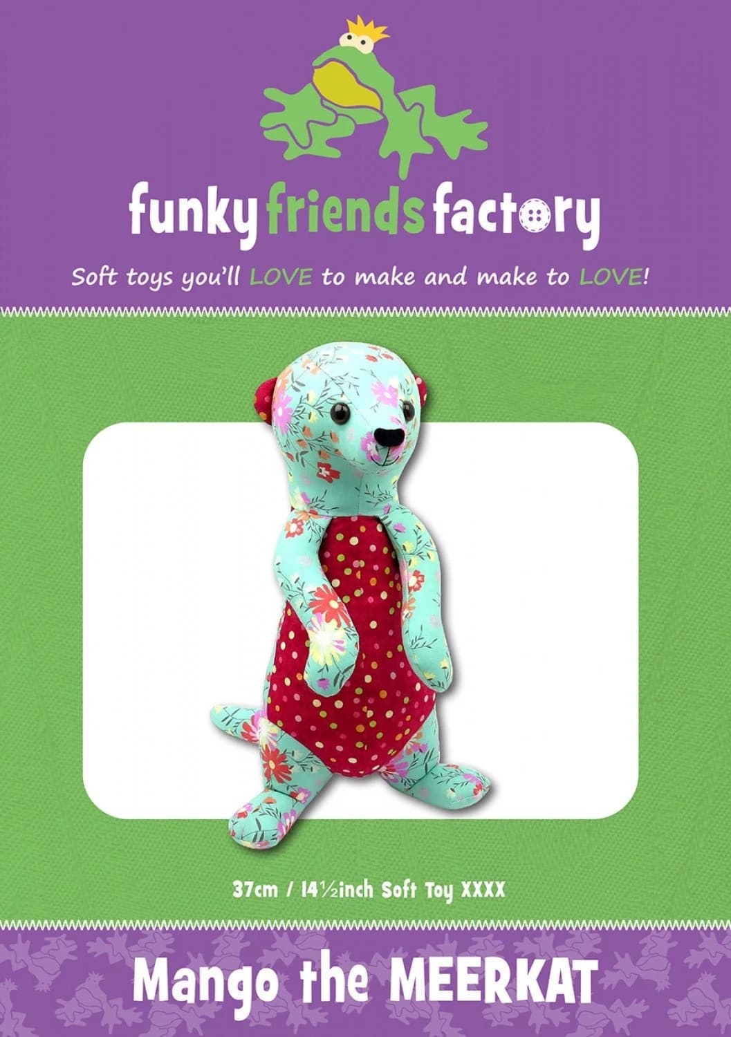 Funky Friends Factory, Stuffed Animal Pattern, Stuffie Pattern, Pauline McArthur Pattern, FFF Printed Pattern, Mango the Meerkat