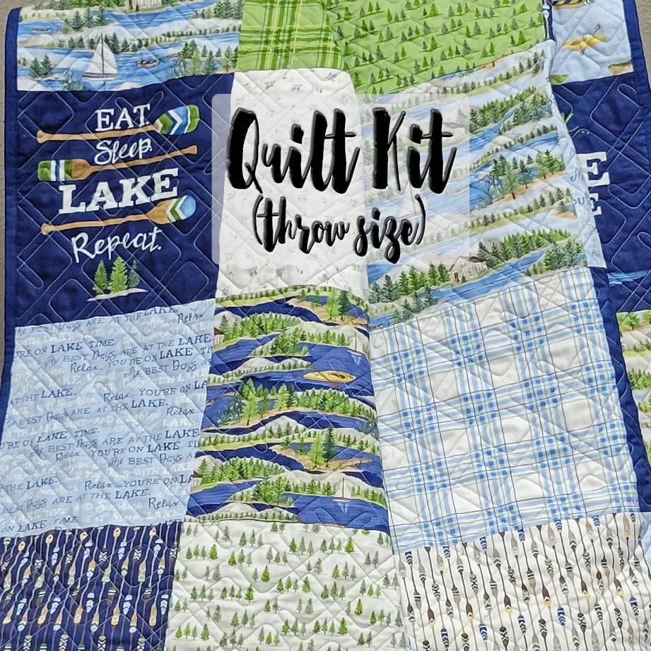 Moda Panel Quilt Kit, Easy Quilt Kit, Beginner Quilt Kit, Throw Size Quilt Kit, On The Lake Time Fabrics, Deb Strain Fabrics, Layer Cake Kit