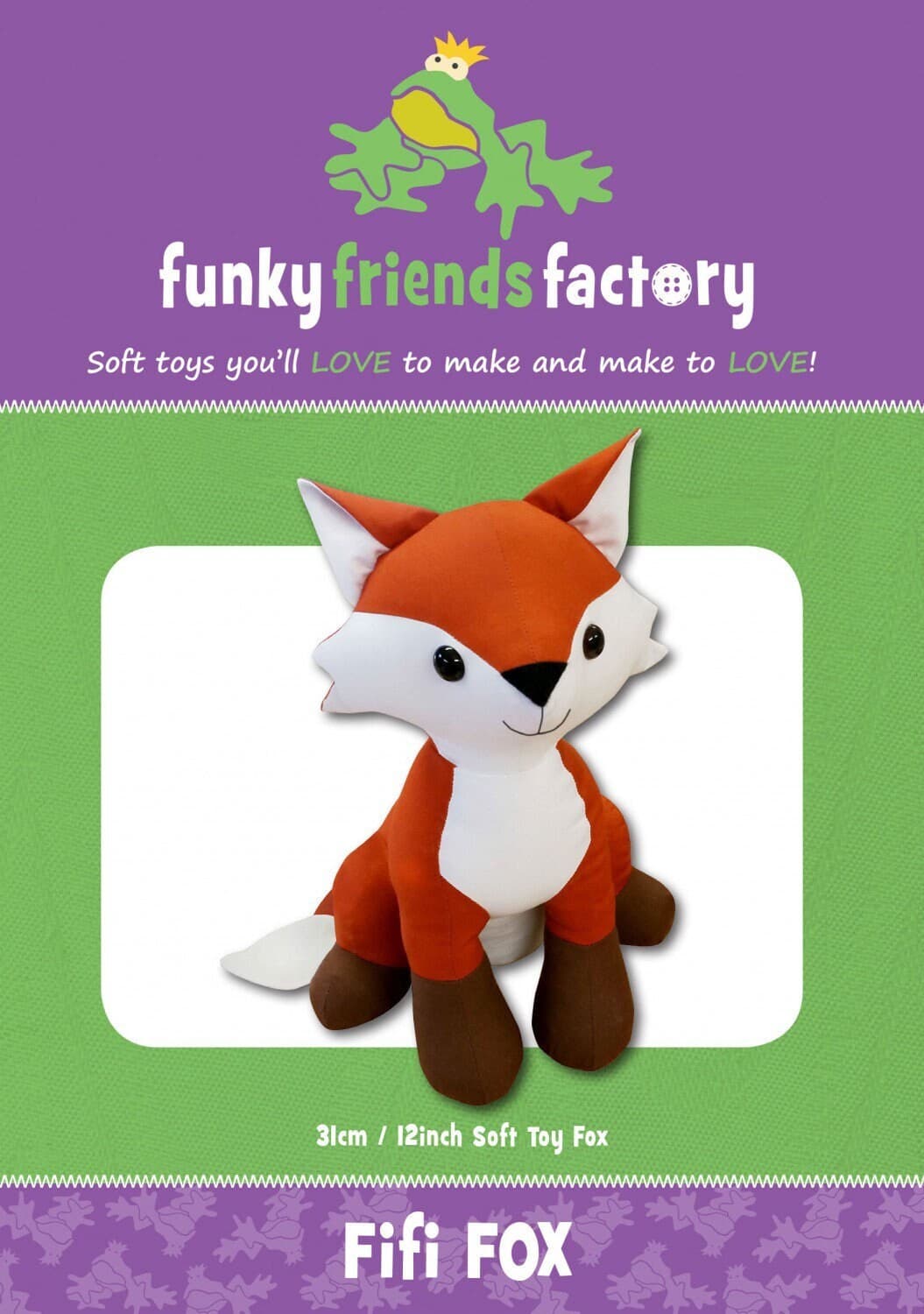 Funky Friends Factory, Stuffed Animal Pattern, Stuffie Pattern, Pauline McArthur Pattern, FFF Printed Pattern, Fifi Fox