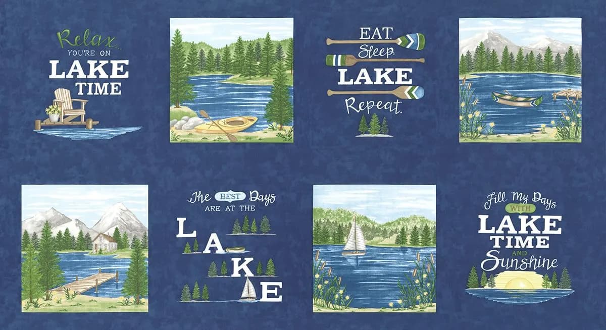 Moda Panel Quilt Kit, Easy Quilt Kit, Beginner Quilt Kit, Throw Size Quilt Kit, On The Lake Time Fabrics, Deb Strain Fabrics, Layer Cake Kit - image 4