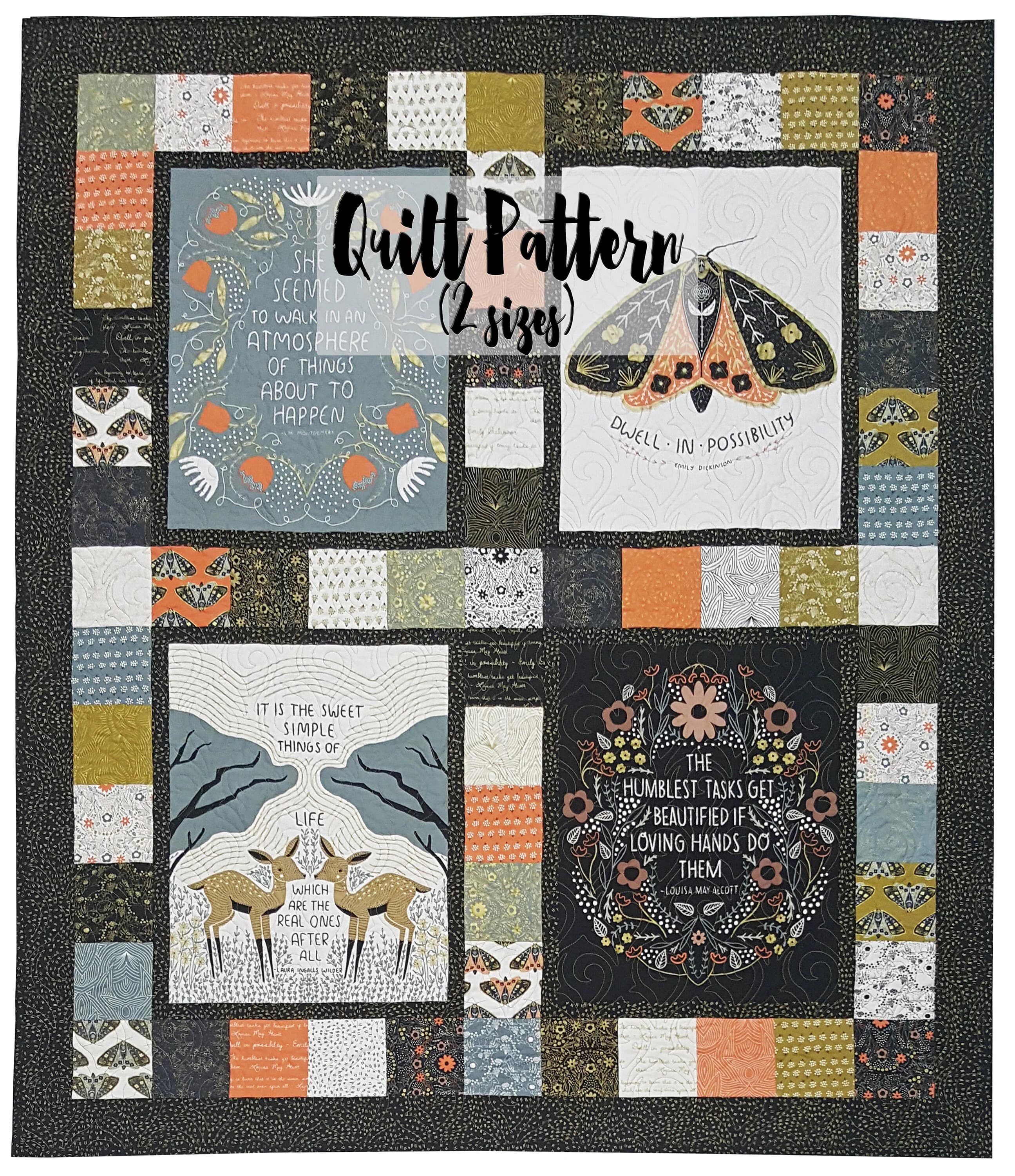 Digital Quilt Pattern, Beginner Quilt Pattern, Easy Quilt Pattern, Panel Quilt Pattern, Charm Pack Quilt Pattern with Gingiber Panels