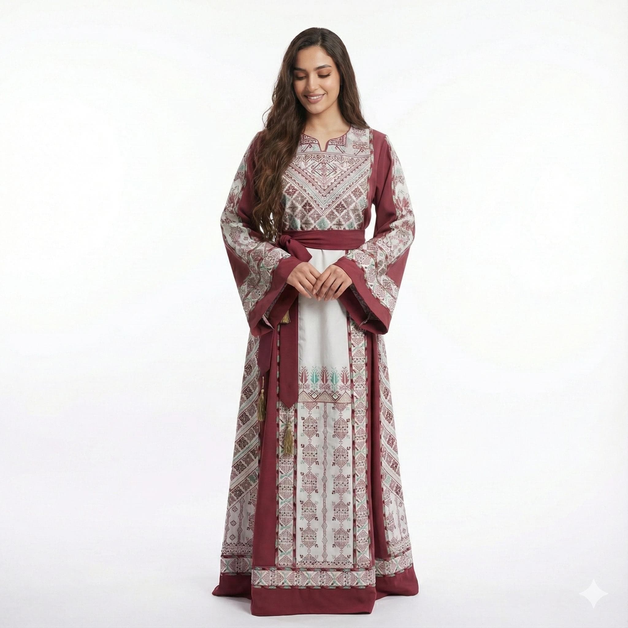Palestinian Thobe | Pink Tatreez | With Belt and Shawl Set | Henna Wedding Eid Dress - image 4