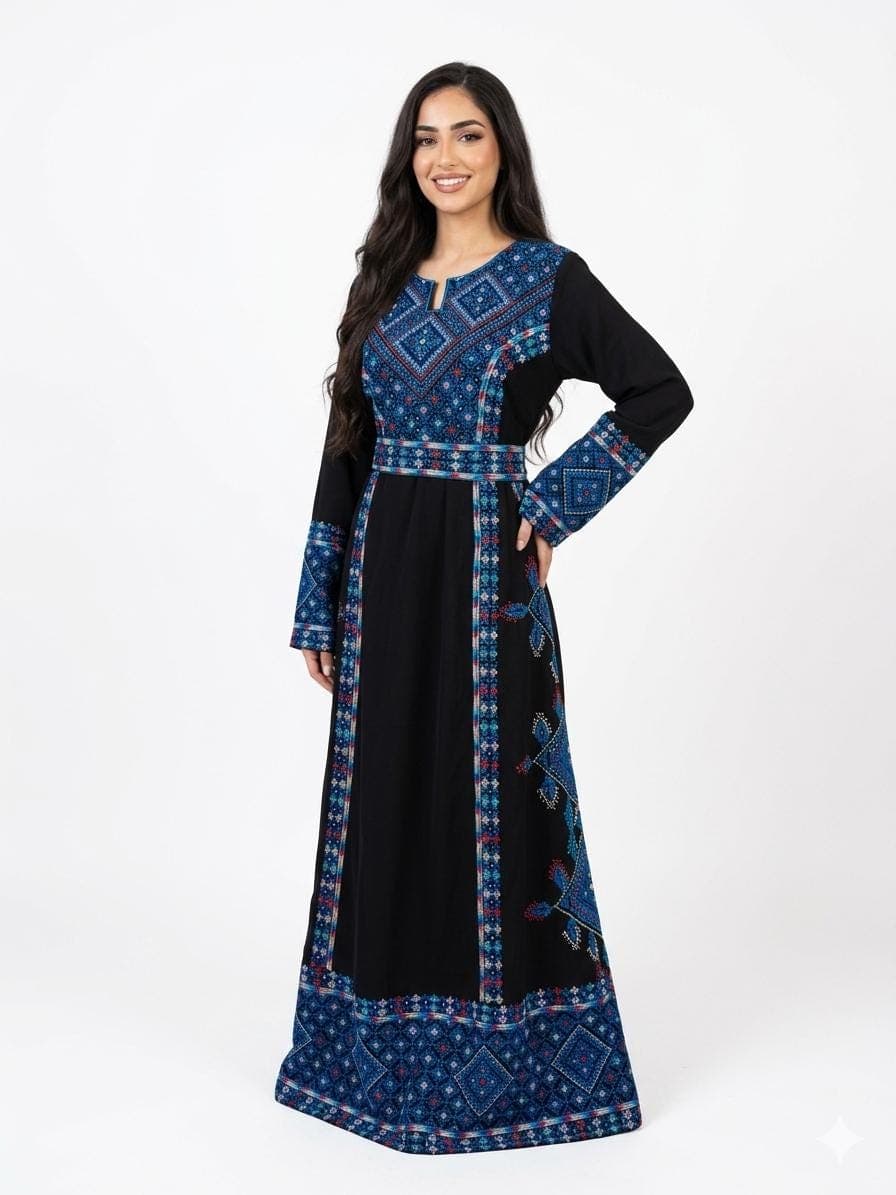 Embroidered Palestinian Rhombus Dress Traditional Pattern