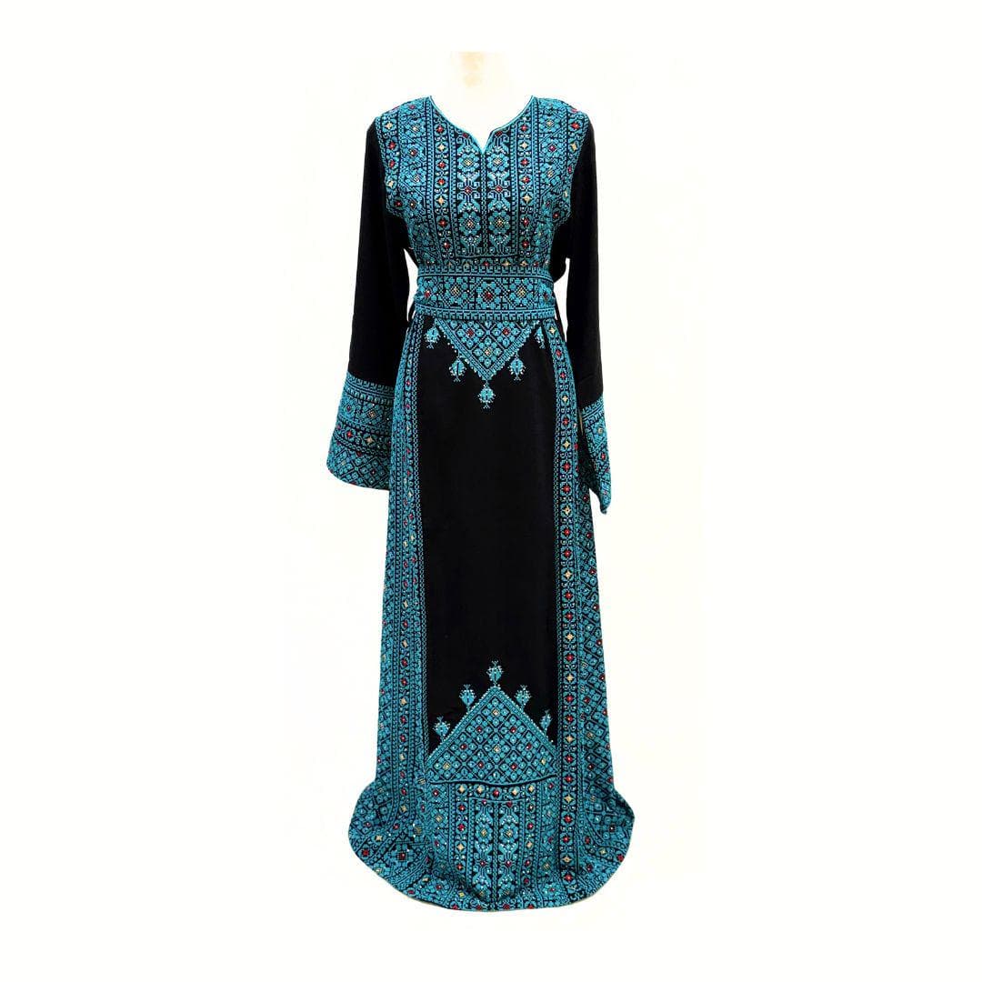 Traditional Palestinian Embroidered Thobe with Belt - image 4