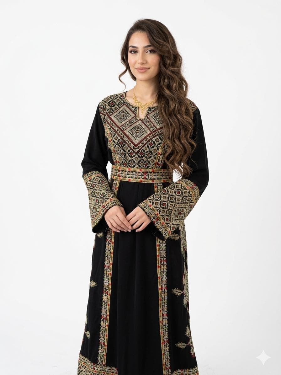 Embroidered Palestinian Rhombus Dress Traditional Pattern - image 4