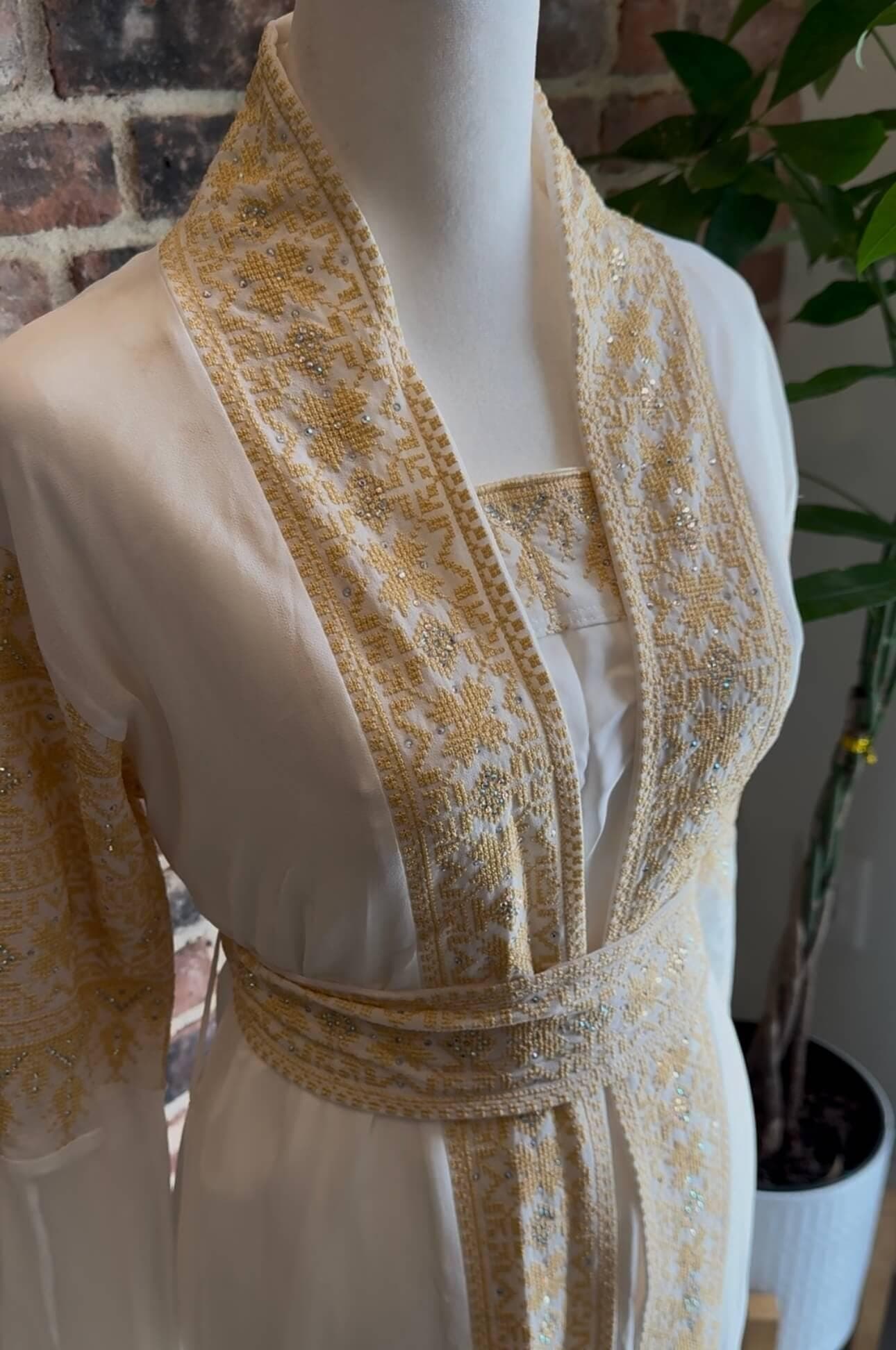 Luxury 2-Piece Embroidered Abaya Set – Chiffon Overlay with Inner Dress & Belt - image 2