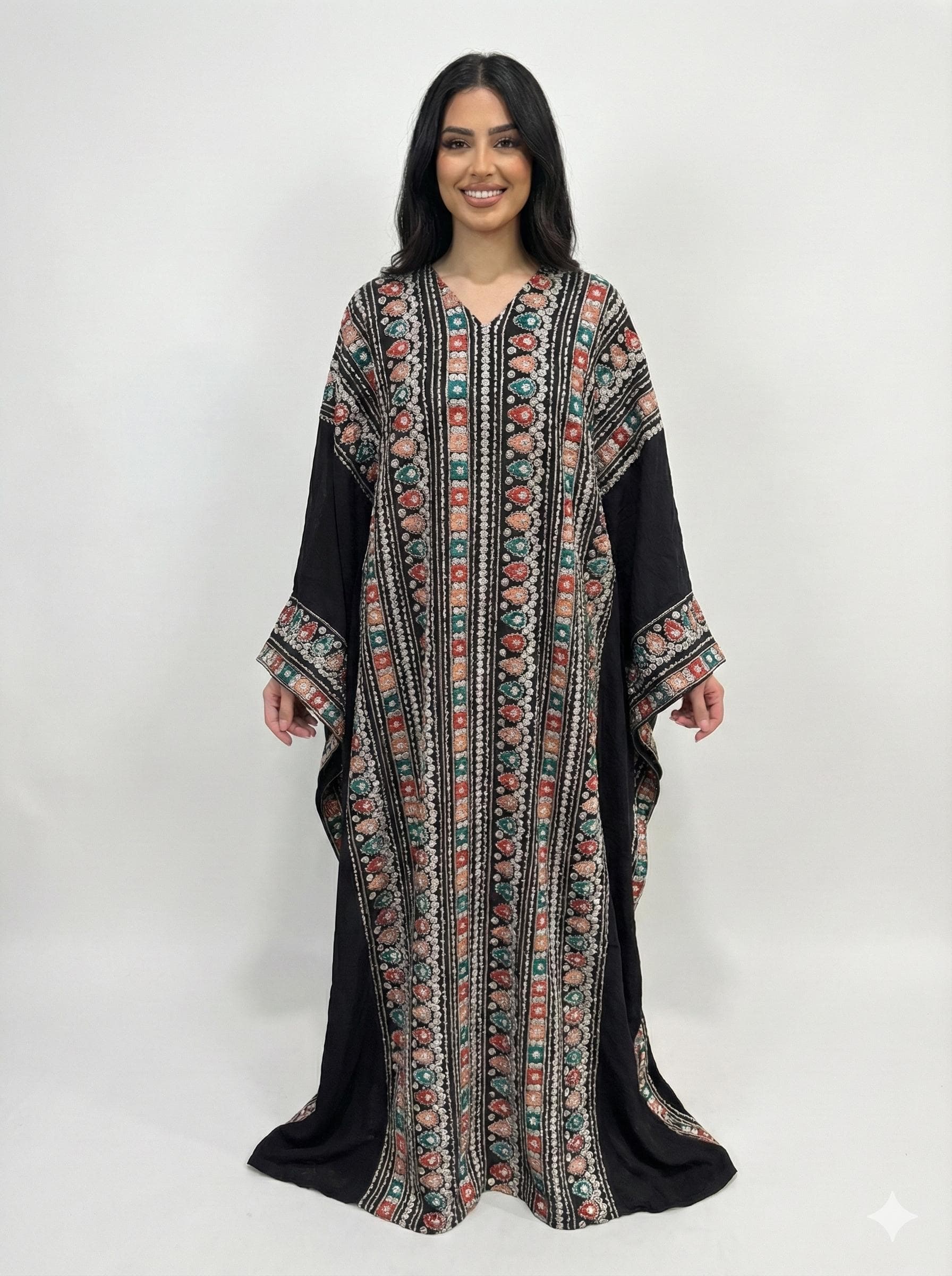Arab Embroidered Butterfly Thobe Dress with Mirror-Style Detailing - image 3