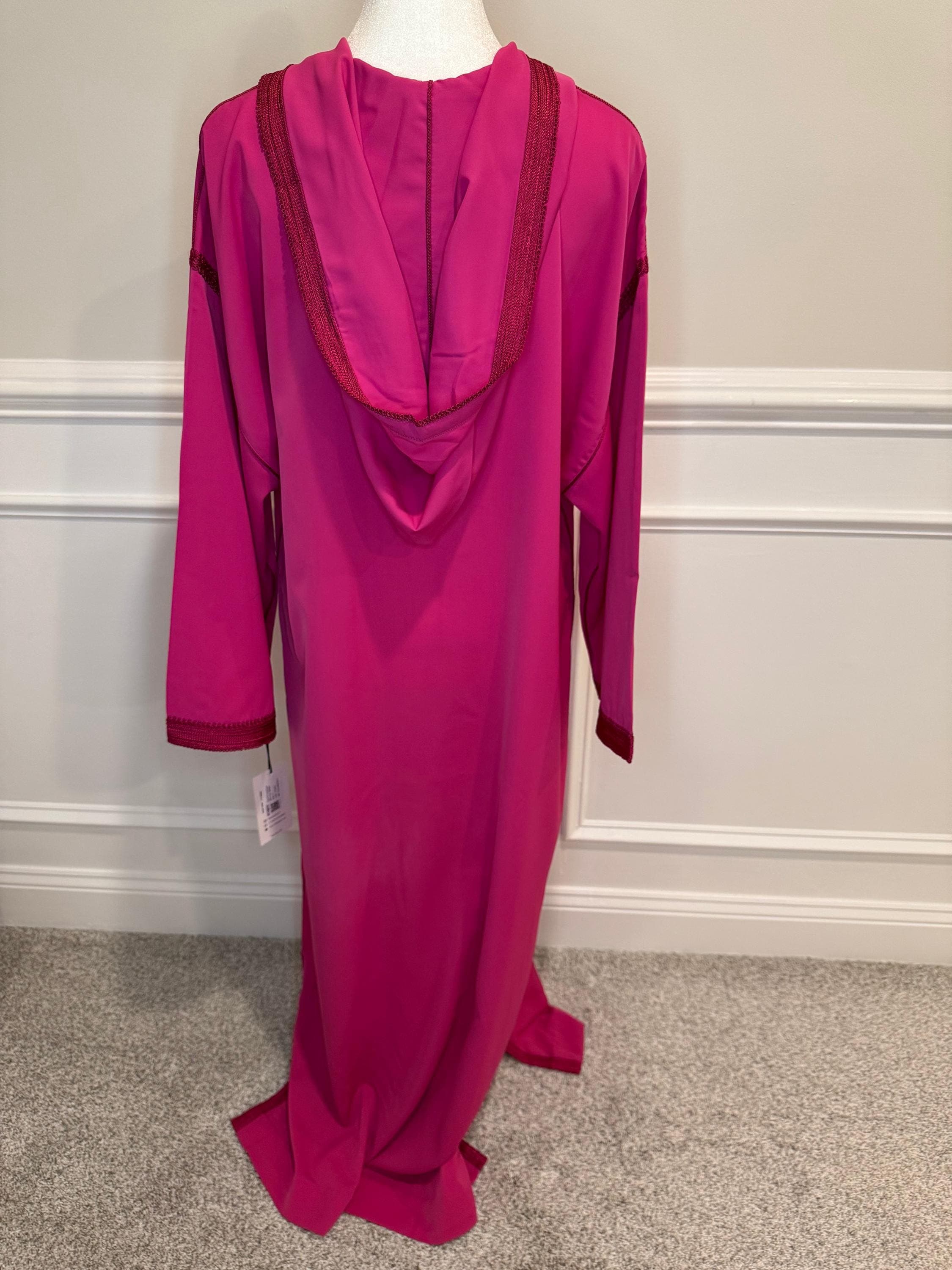 Handmade Moroccan Djellaba - Fuchsia Color - image 4
