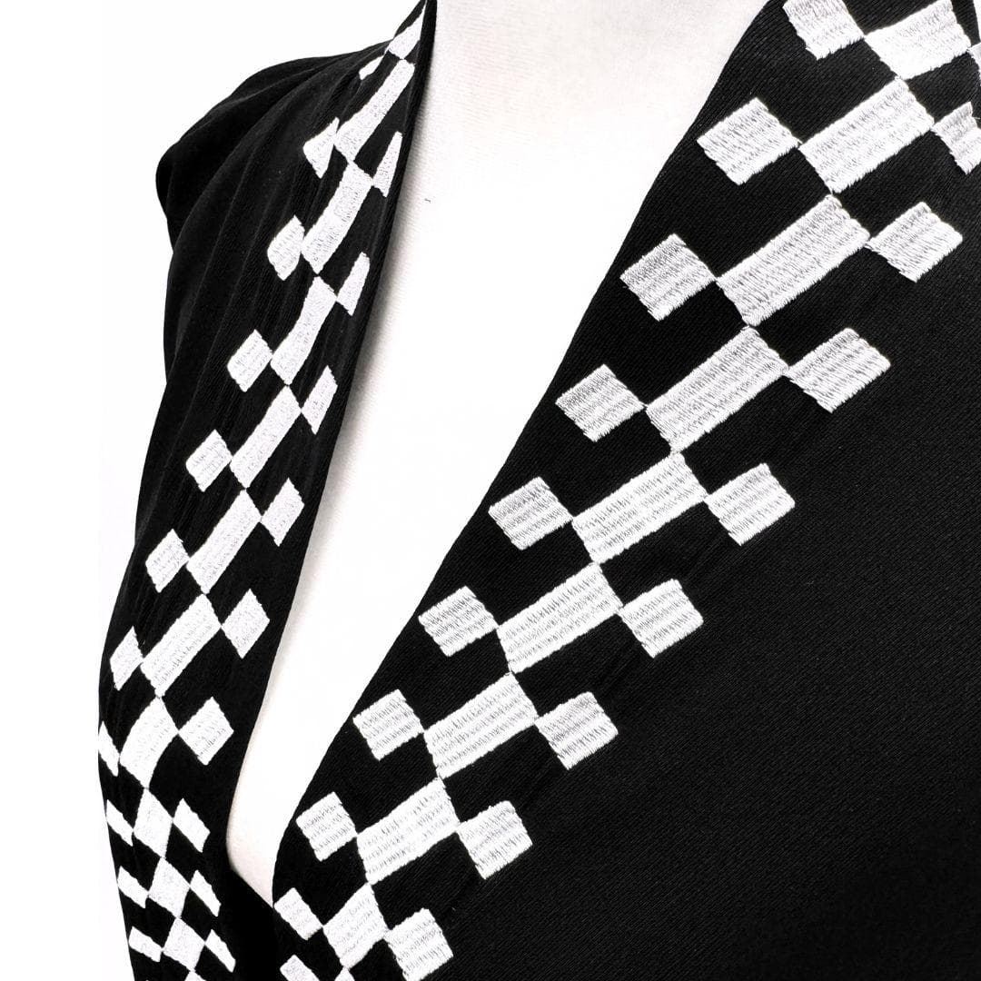 Black Abaya with White Embroidery - Saudi Open Style Abaya for Women - image 3